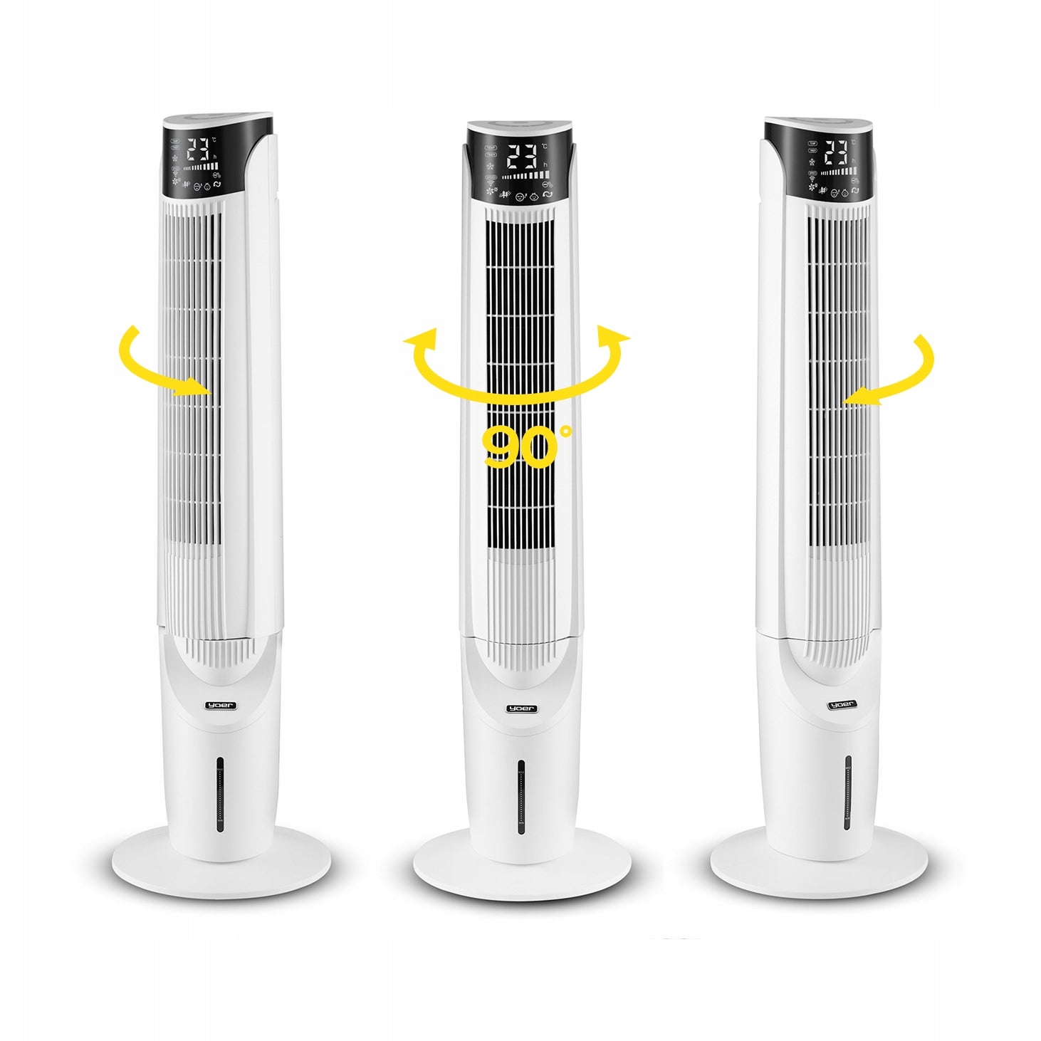 Portable Water Heater Column Fan Quiet 33dB Yoer 6in1 ION AROMA Control electronic