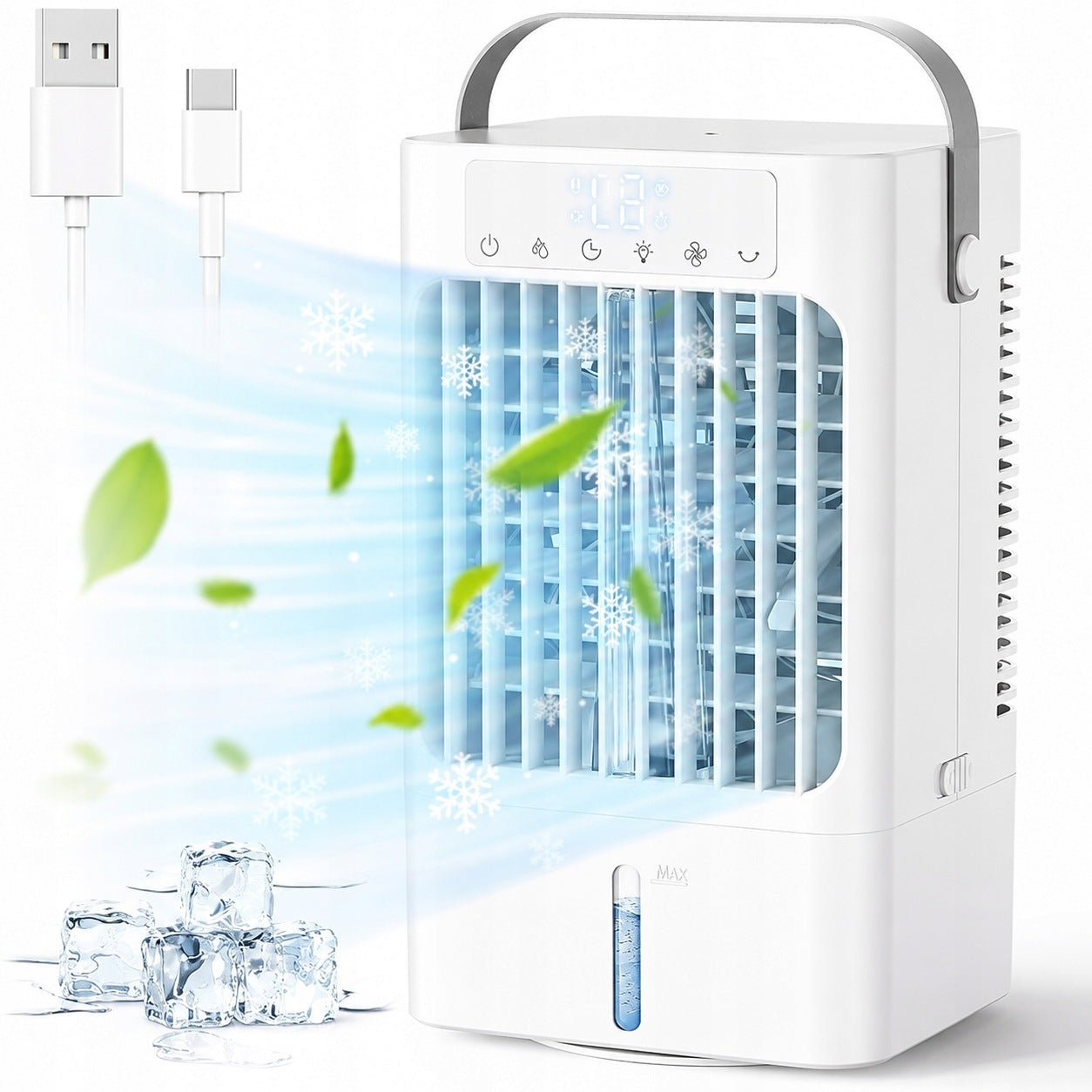 Portable air conditioner 4in1 900ml USB-C LED timer 10W