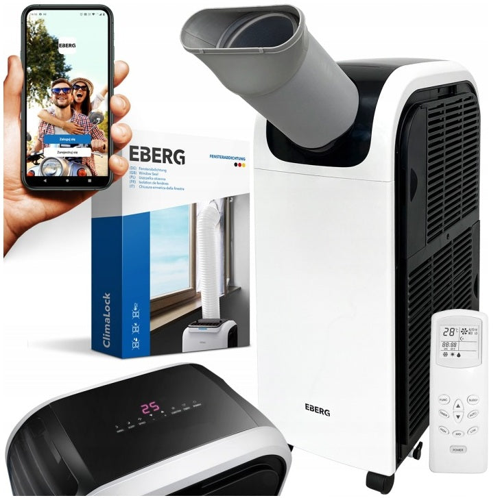 Portable air conditioner 4in1 EBERG QUBO 4kW Dehumidifies 70l/24h+WiFi +Heat pump