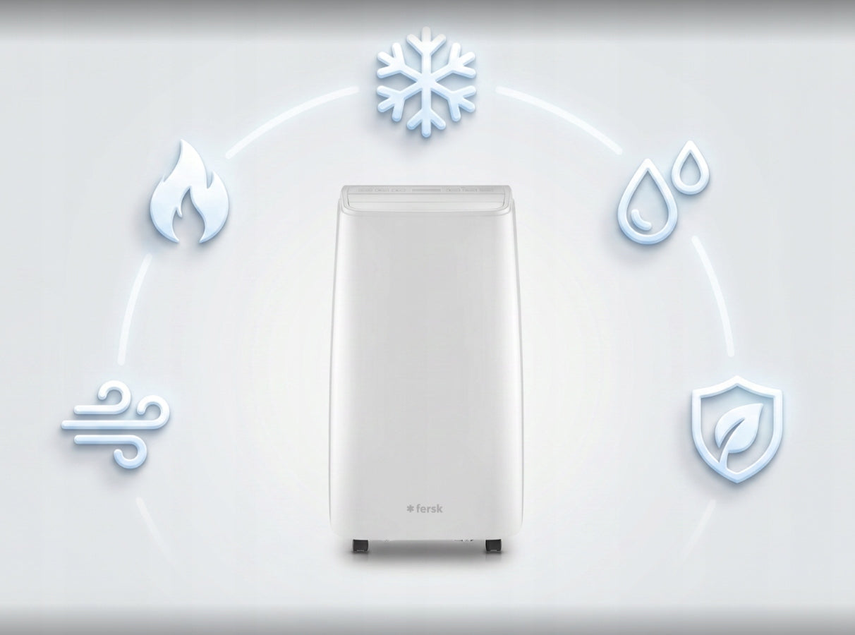 Portable air conditioner 5in1 FERSK VIND 2 40m² heating, dehumidifies 3,52kW, HEPA Packaging status original