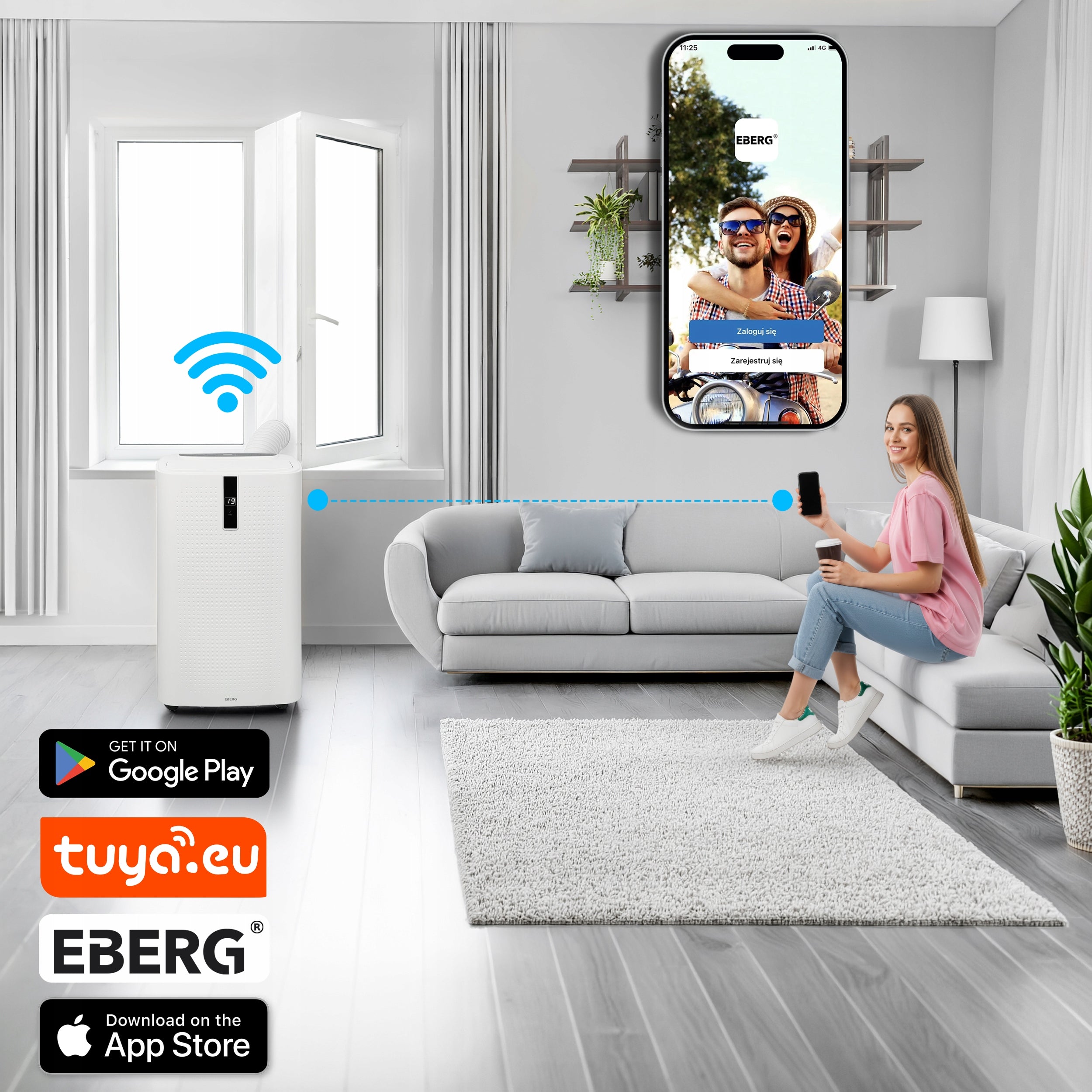 Portable air conditioner EBERG ENVA 3,5kW 3in1 WiFi dehumidifier 56l/24h+ClimaLock Packaging status original