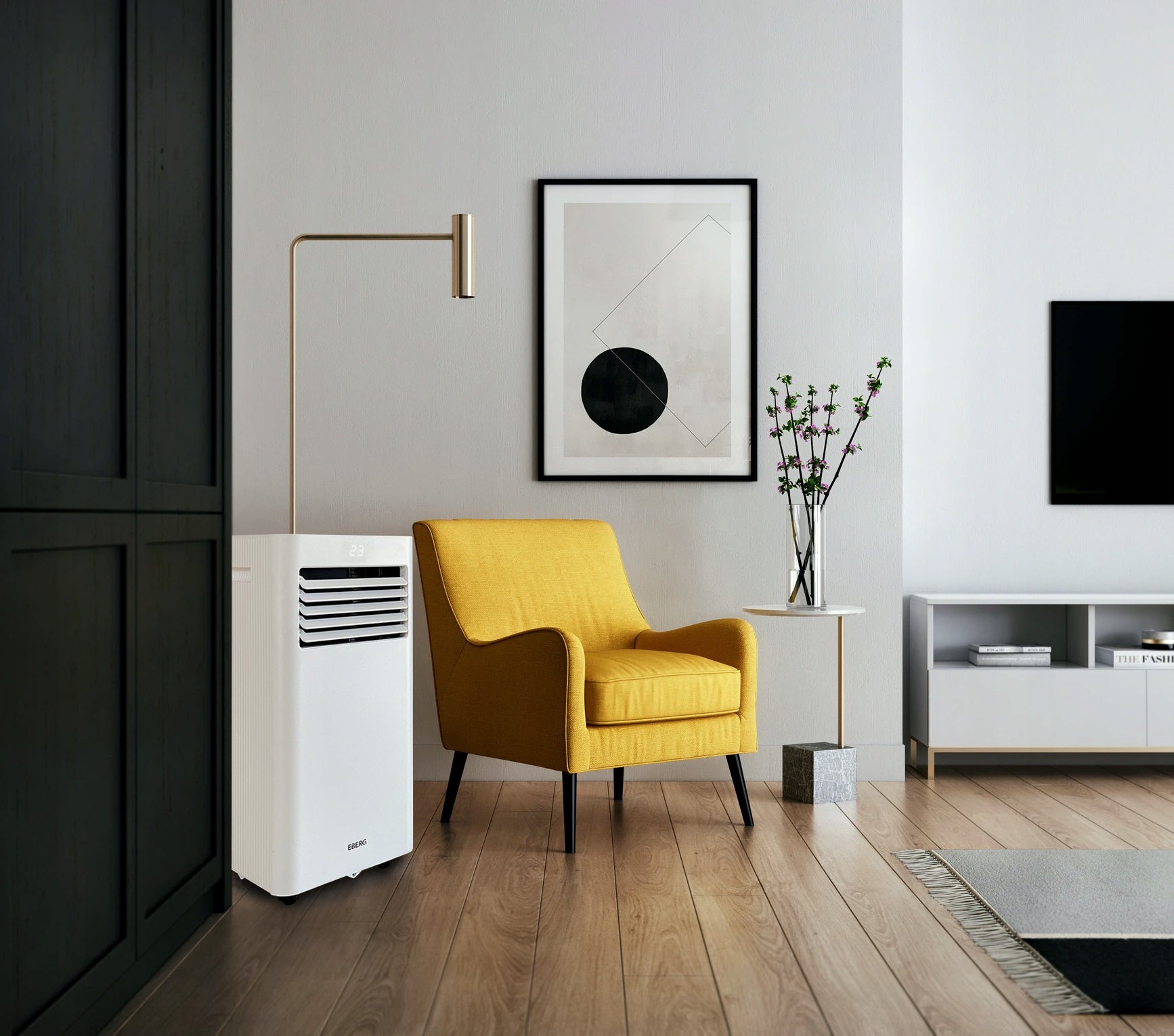 Portable air conditioner EBERG RIO 3kW 2xLED 3in1 WiFi remote control quiet efficient Model Klimatyzator przenośny RIO 3kW wydajny osuszacz