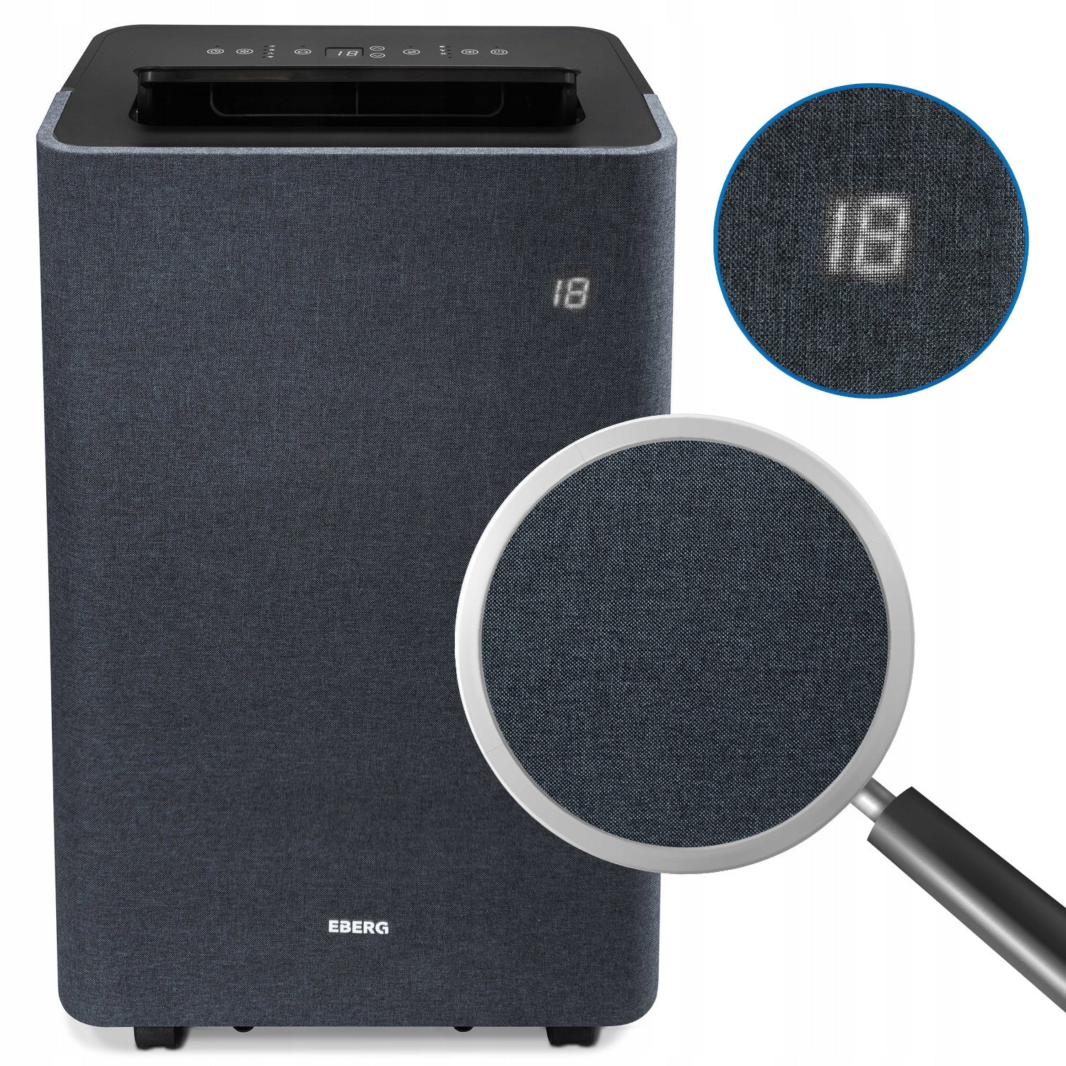 Portable air conditioner EBERG TEXO 3,5kW +WiFi +ClimaLock quiet powerful 2xLED Energy class - cooling A