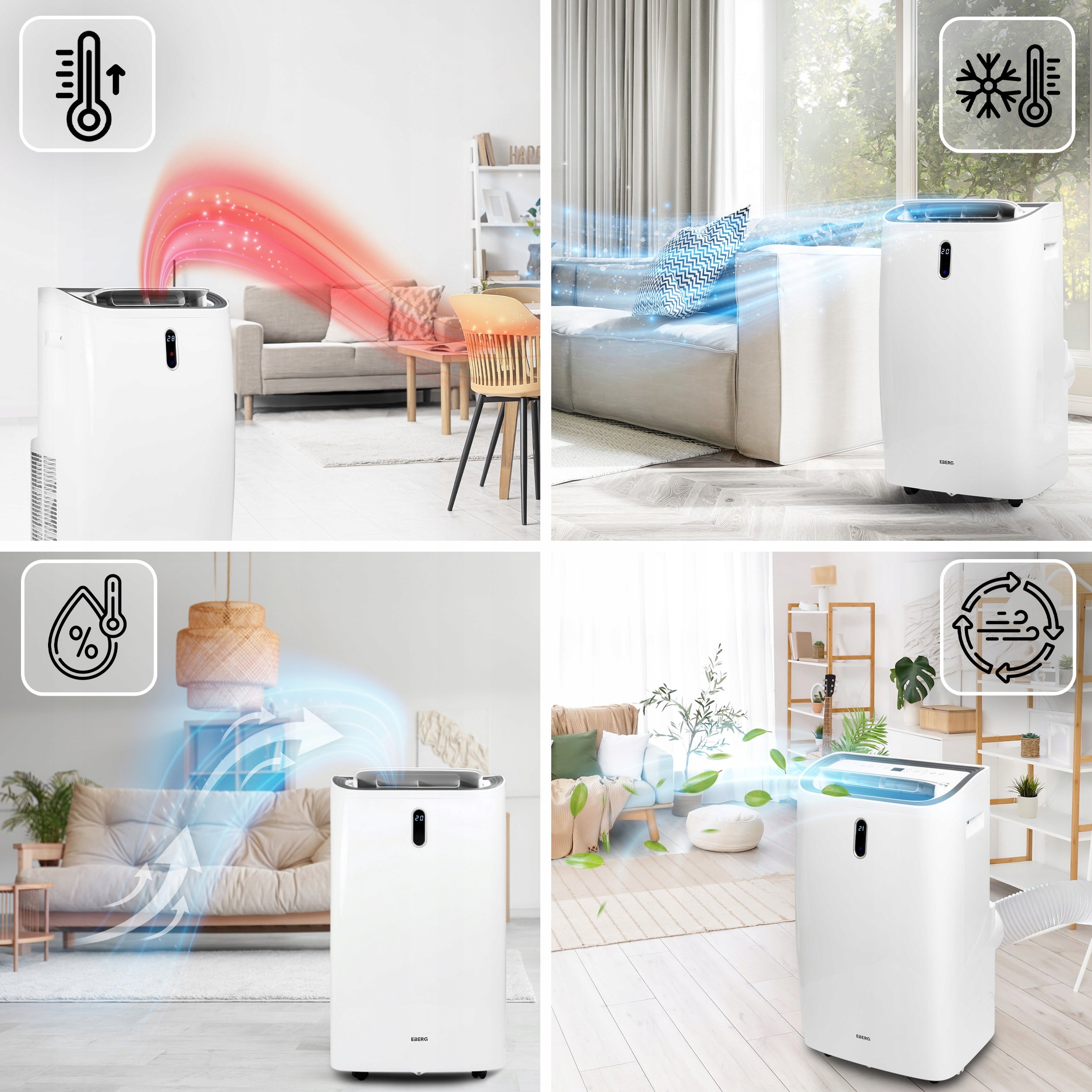 Portable air conditioner EBERG VIGO 4,7kW 4in1 WiFi Dehumidifier + Heating function Brand EBERG