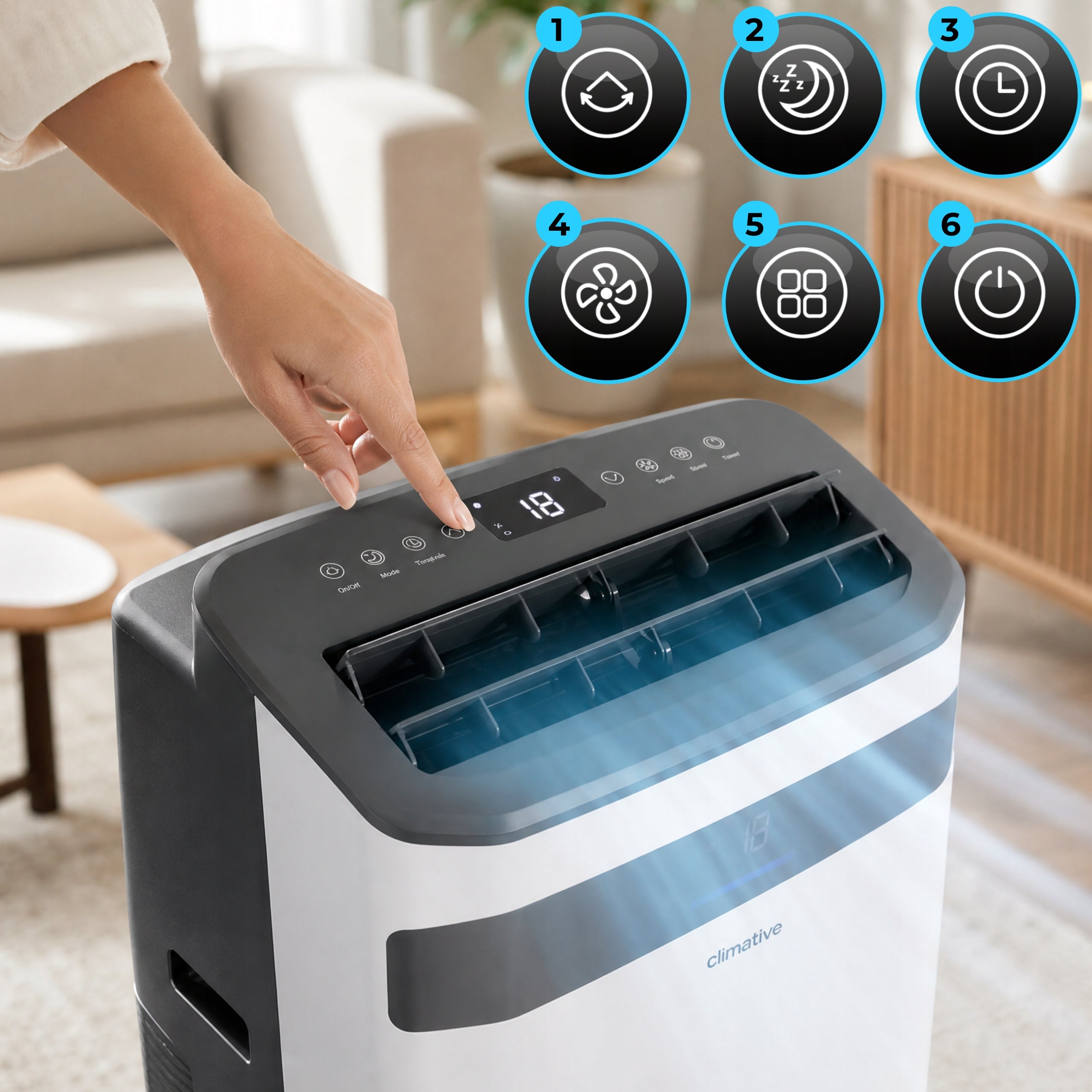 Portable air conditioner QUIET Climative SILENT+4,1kW+WiFi+4in1+HEATING Energy class - cooling A