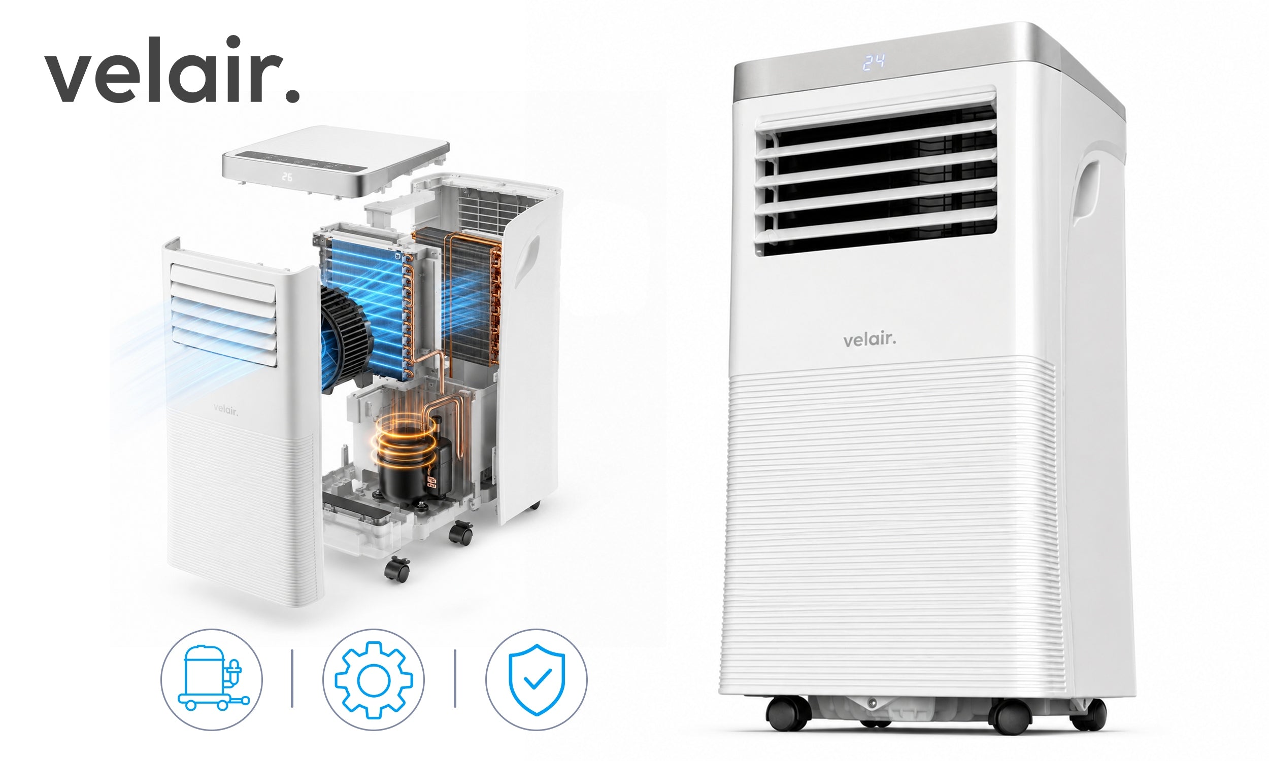 Portable air conditioner VELAIR OPTI X 3KW Dehumidifier WiFi 24L/24H Heating power 0 W
