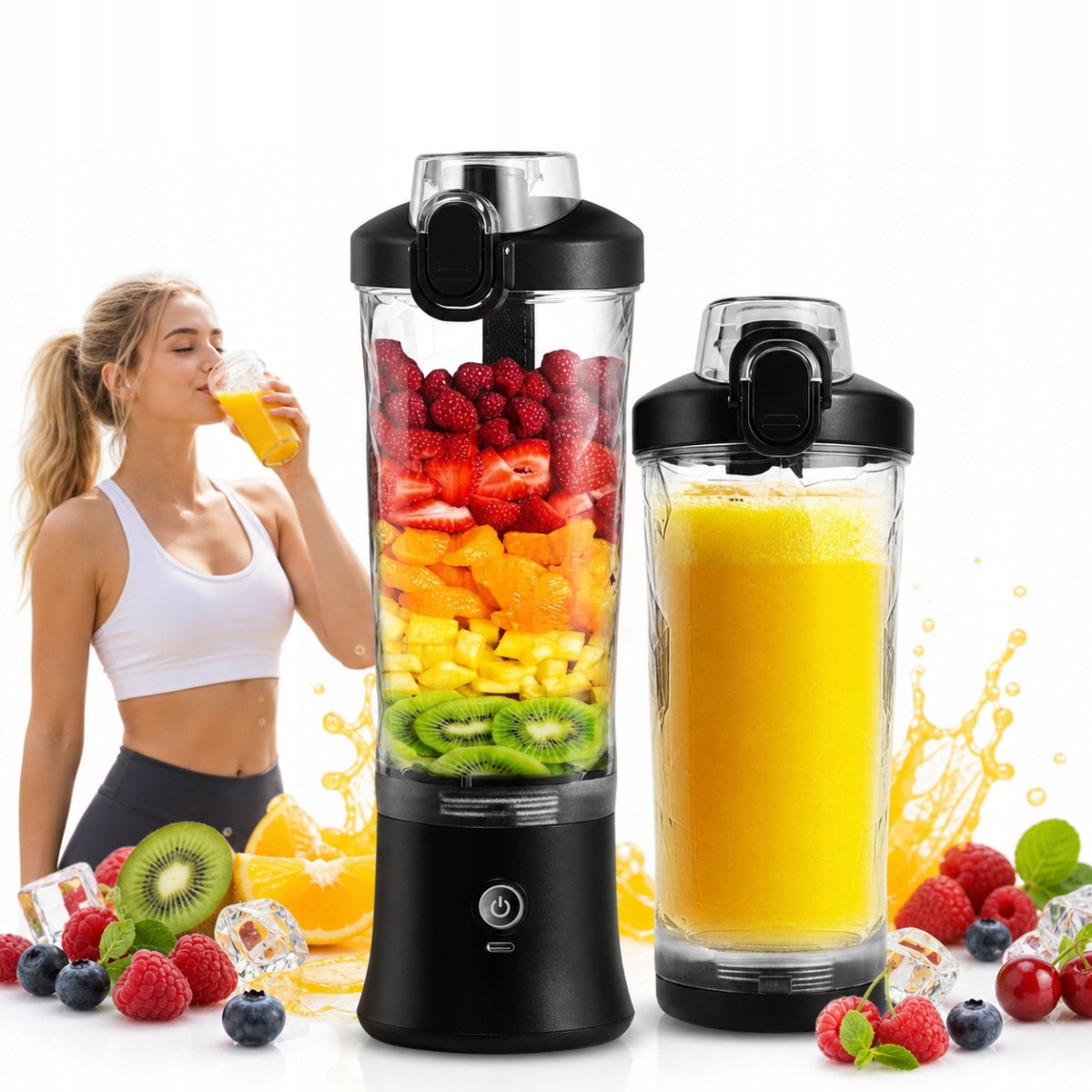 Portable blender 600ml USB-C – 6 blades, for smoothie, for travel