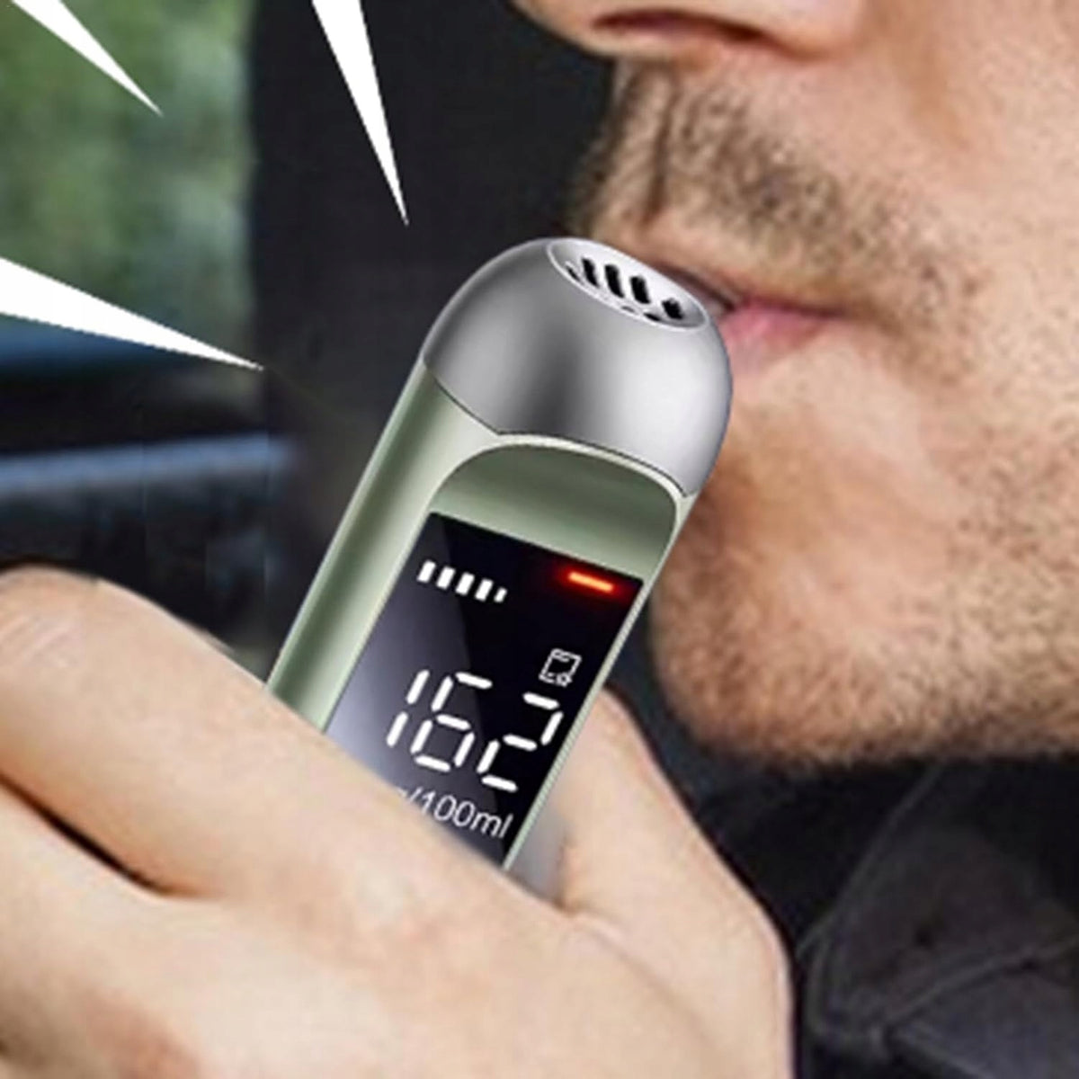 Portable breathalyzer Mr.Black 1000 green LCD sobriety tester compact Manufacturer code MR.BLACK1000