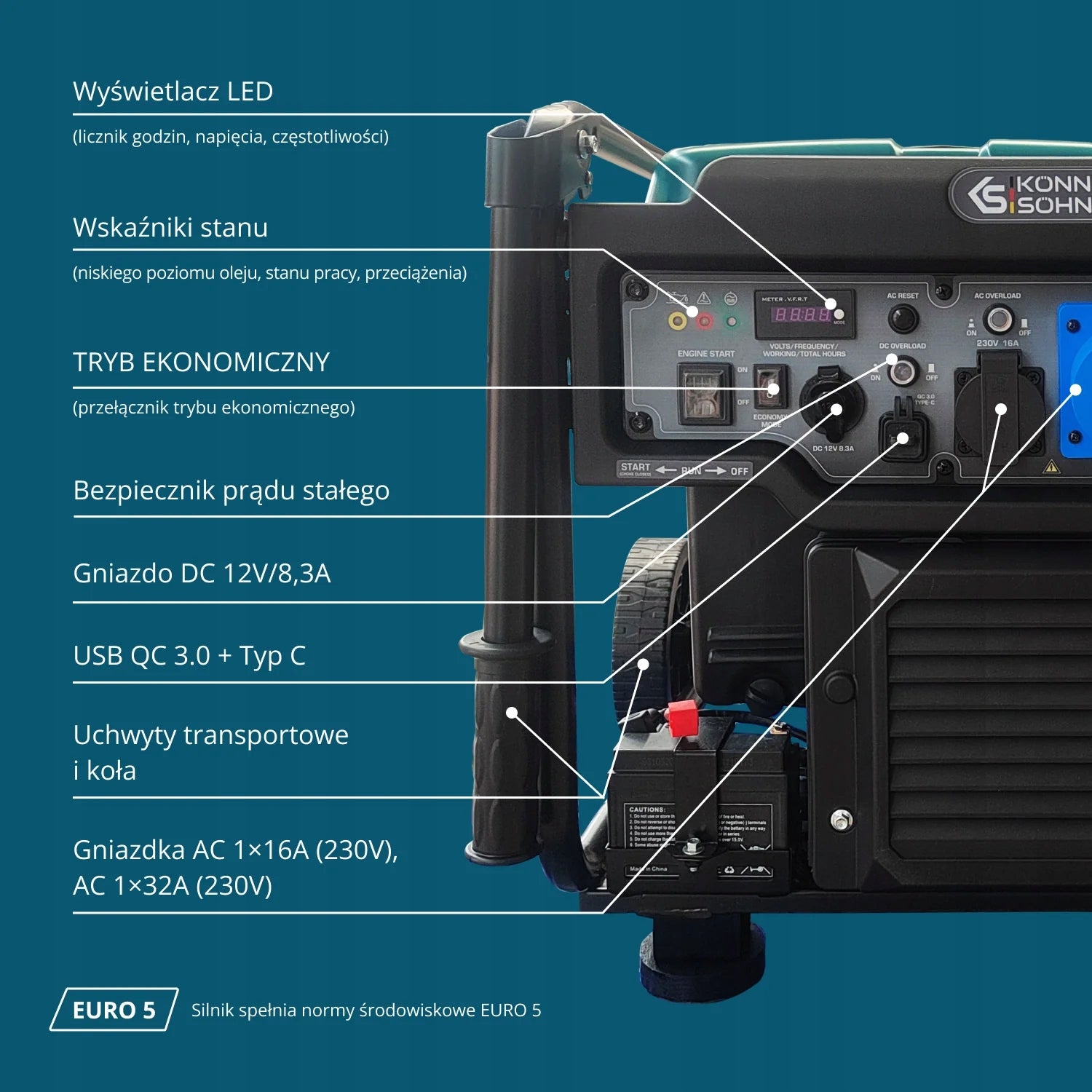 Portable generator set Könner & Söhnen 6500 W gas KS 6500 IEG Packaging status original