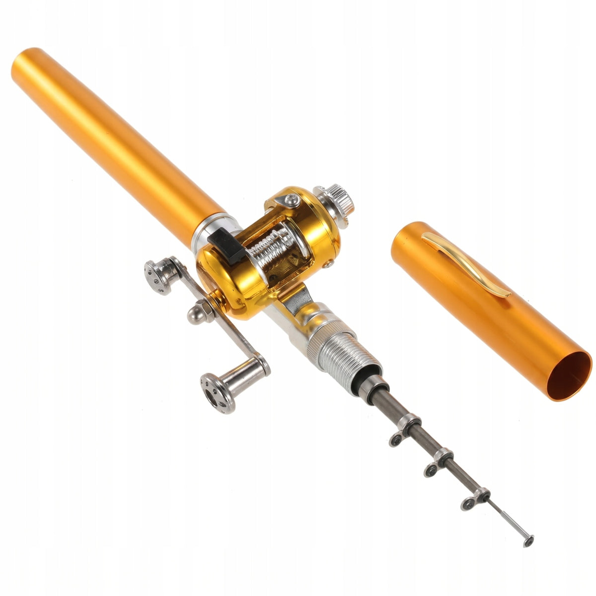 Portable mini fishing rod, foldable fiberglass telescopic rod