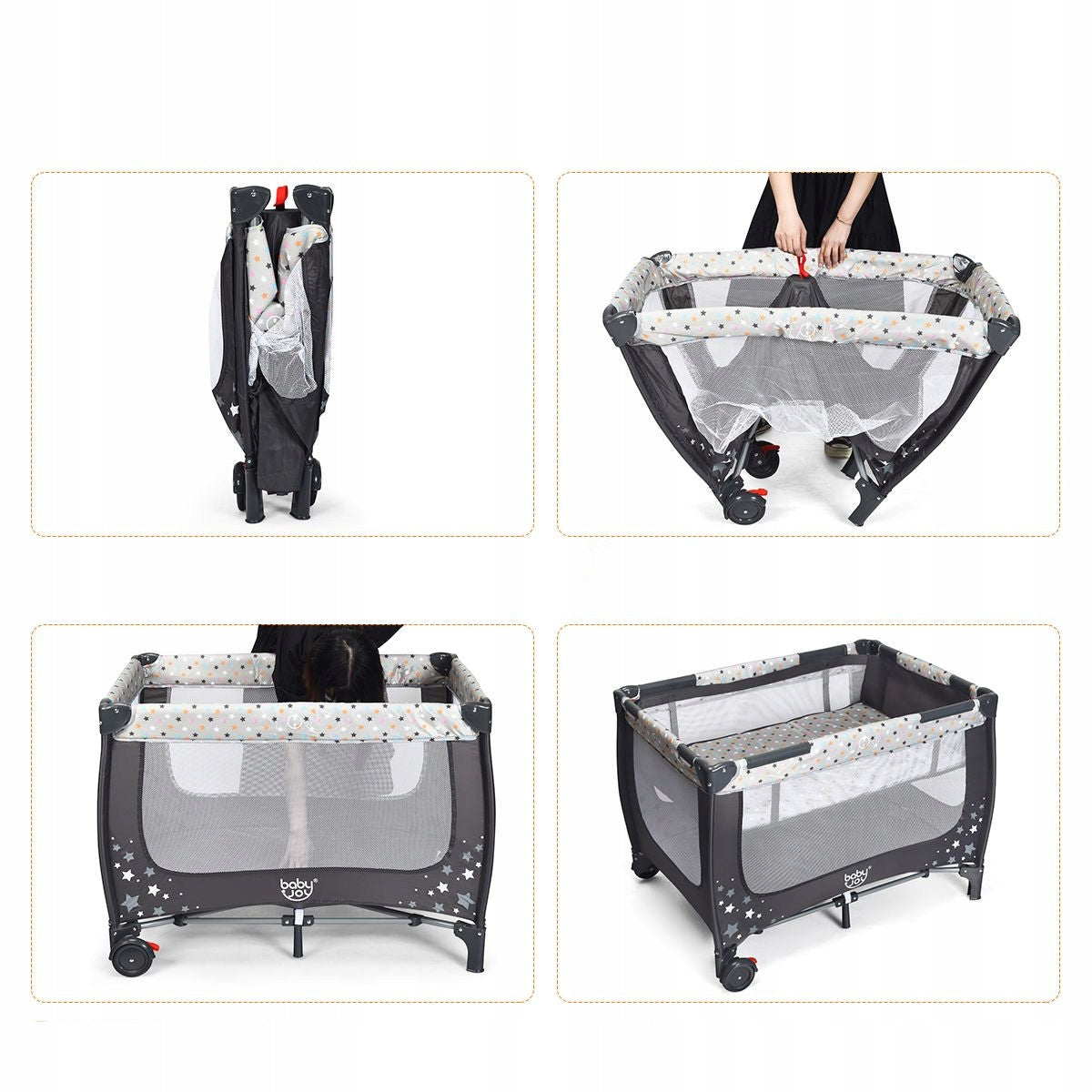 Portable playpen Folding playpen for children 125x65x76cm Brand Costway