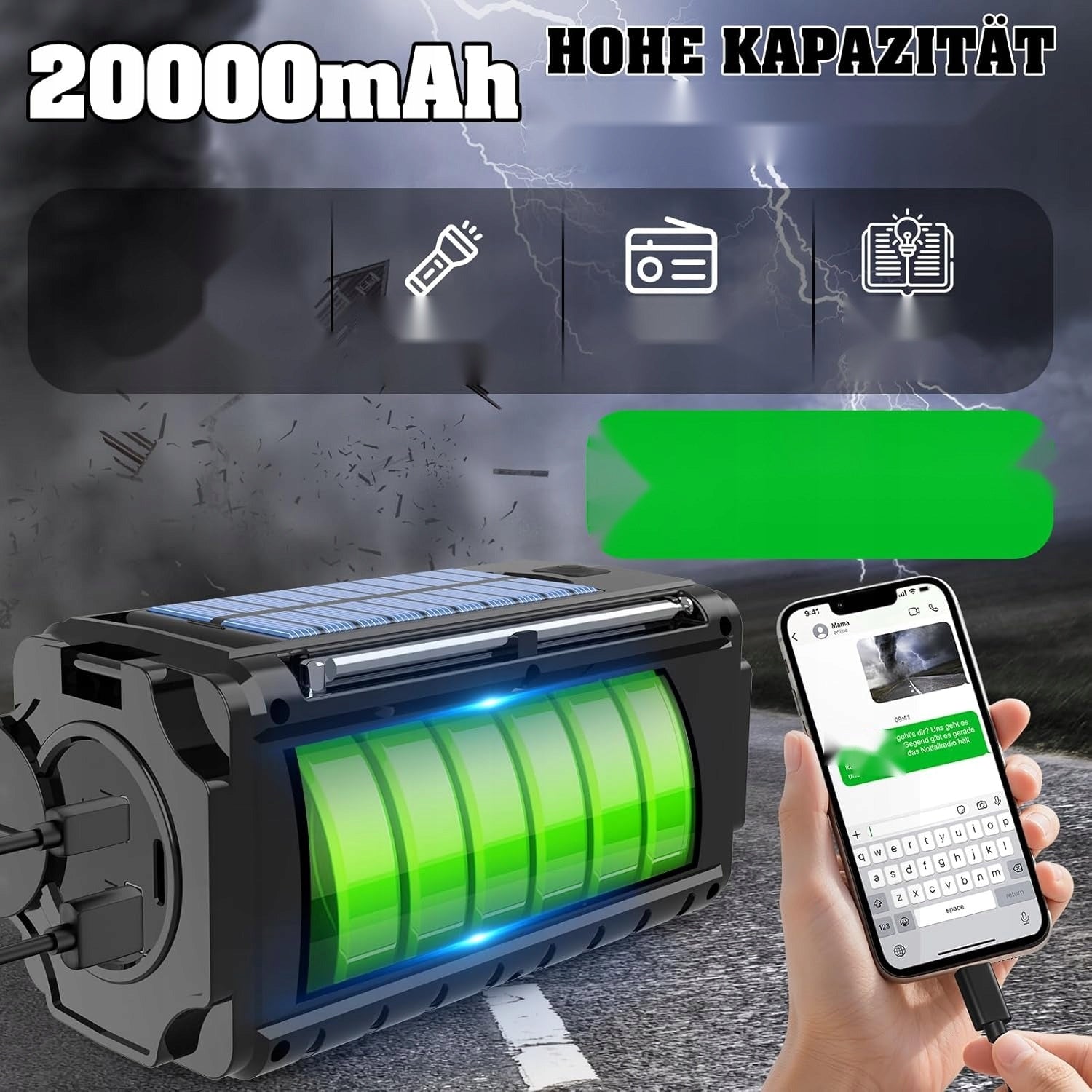 Portable radio 20000mah solar crank dynamo am fm emergency Manufacturer code 5908107484783