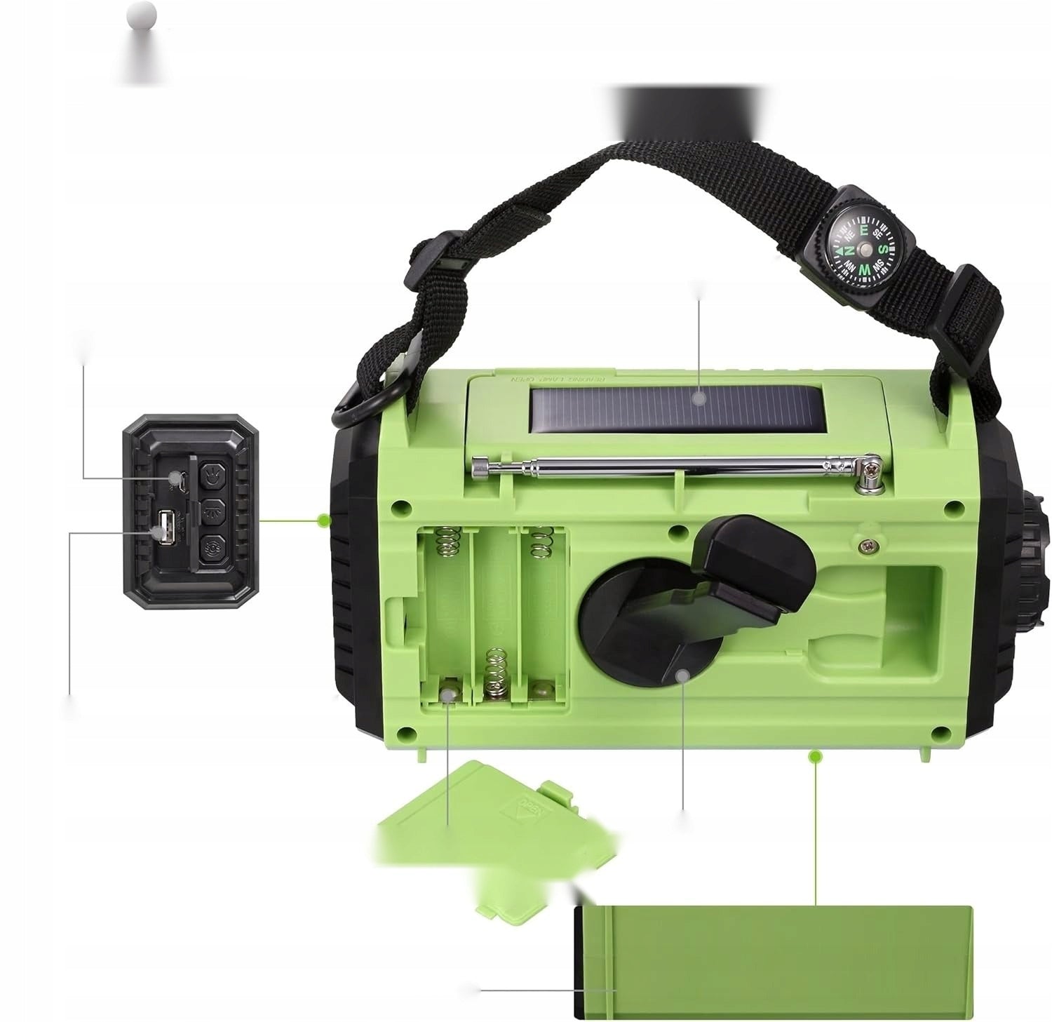 Portable radio am fm sw emergency with flashlight charging solar dynamo Brand no brand