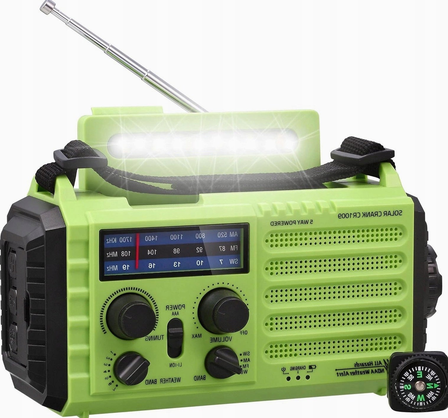 Portable radio am fm sw emergency with flashlight charging solar dynamo