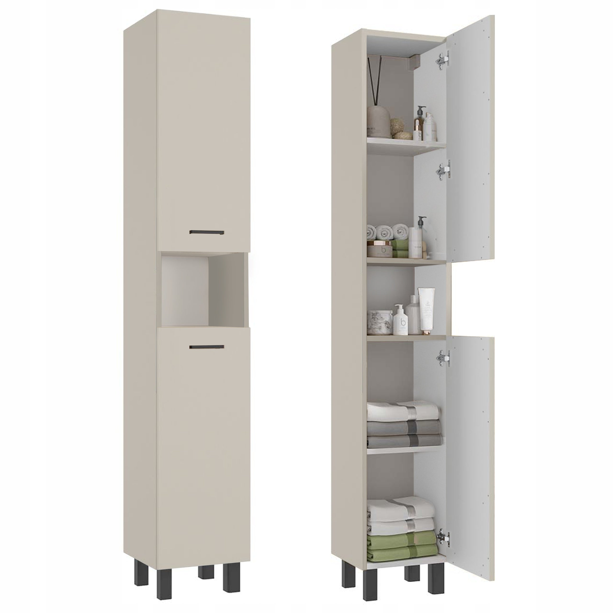 Post for Bathroom Bookcase 30 x 174 x 30 cm Standing Cashmere Beige Matte Shelves Packaging status original