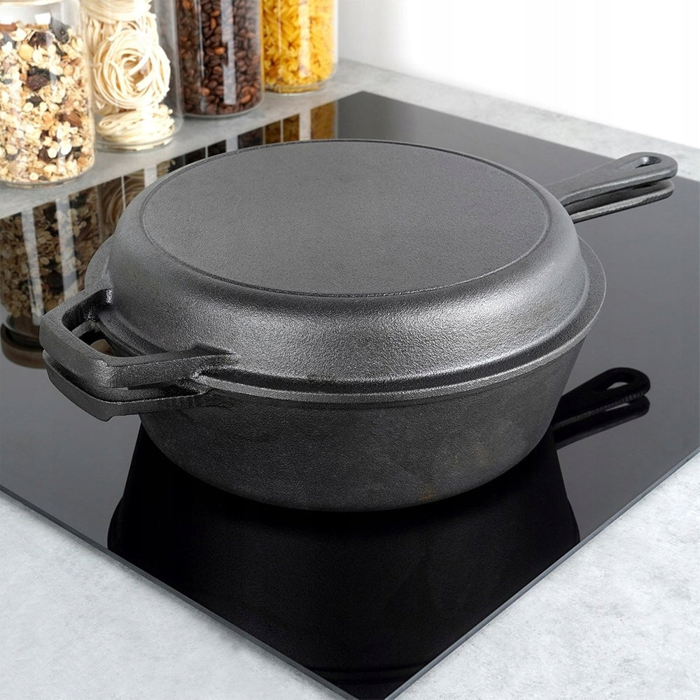 Pot CAST IRON saucepan pan frying pan 2in1 Packaging status original