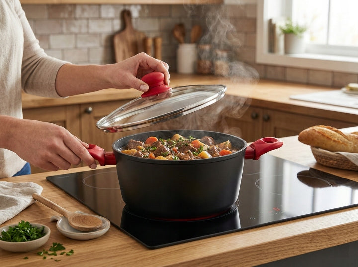 Pot Florina Mars 24 cm 4,3L aluminium black non-stick Packaging status original