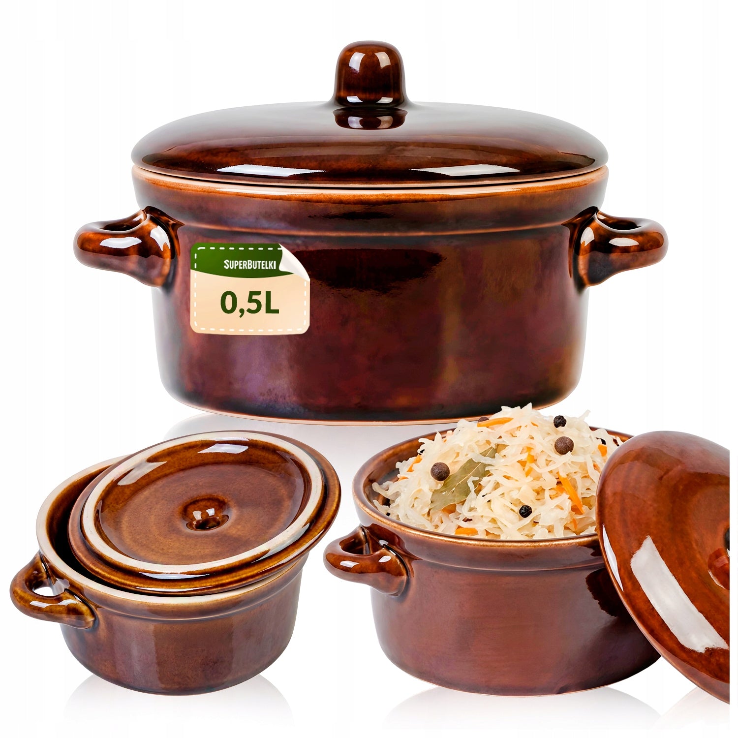 Pot container Stoneware for food lard cucumbers for pickling cabbage 0,5 l