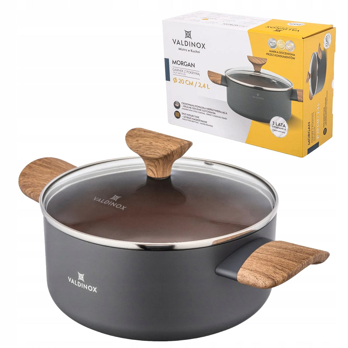 Pot induction 2,4 l with lid non-stick coating Valdinox Morgan