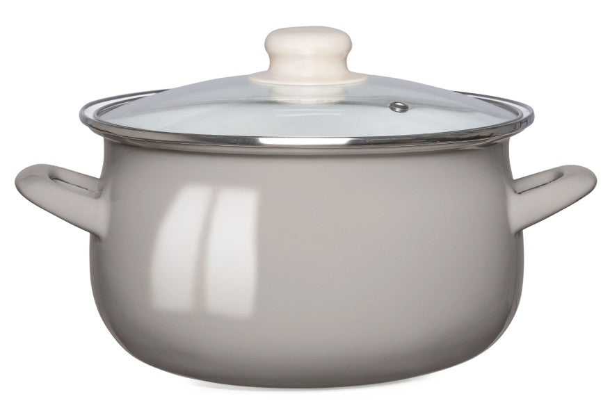 Pot with lid enamel induction gas 20 cm Altom Design taupe 2,7 l