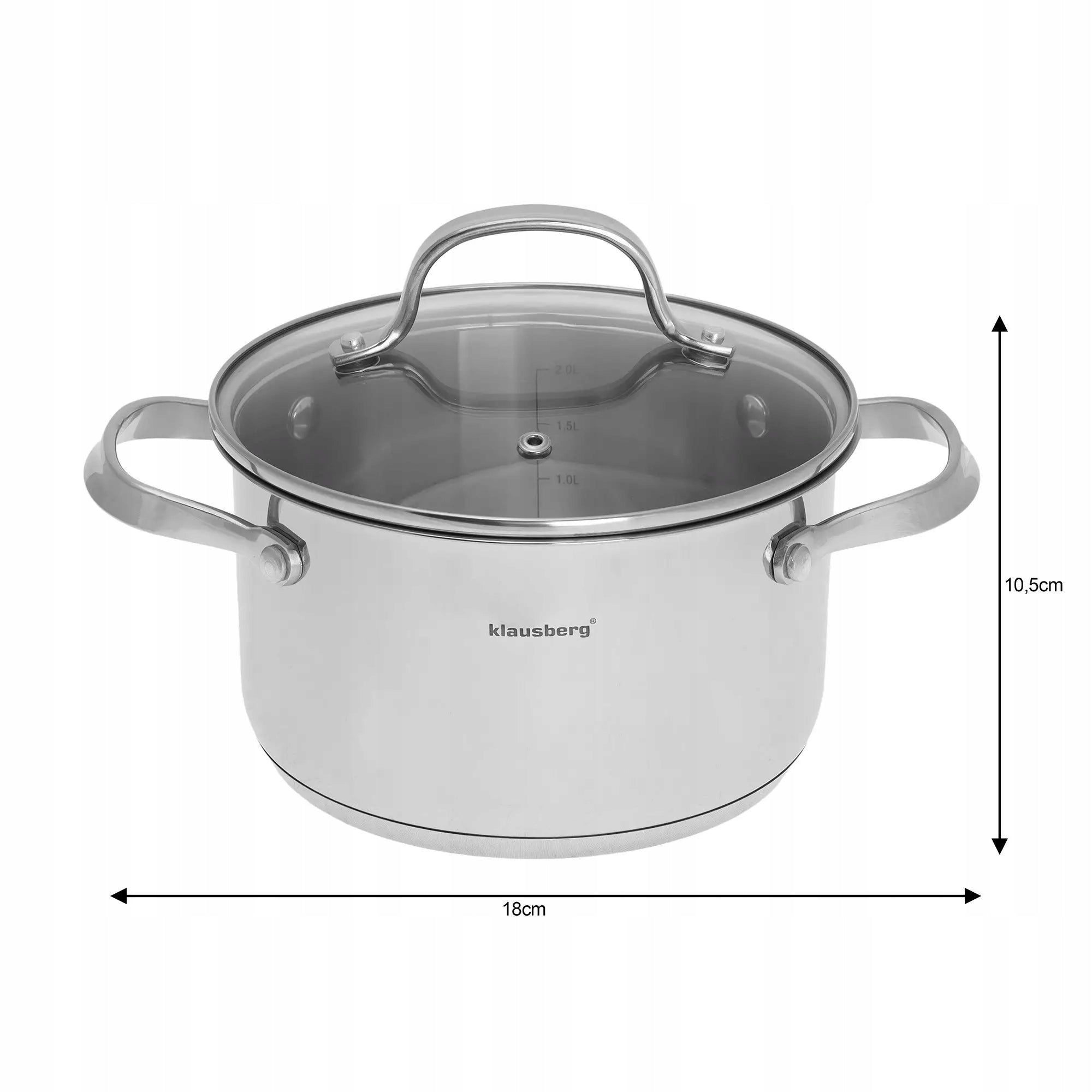 Pot with lid steel, Ø18cm 2,5l Klausberg Capacity 3 l