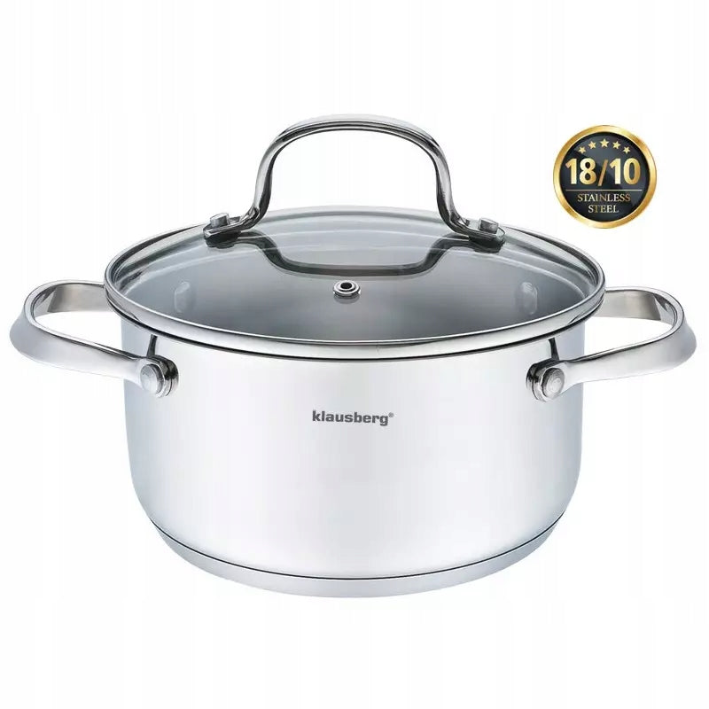Pot with lid steel, Ø18cm 2,5l Klausberg
