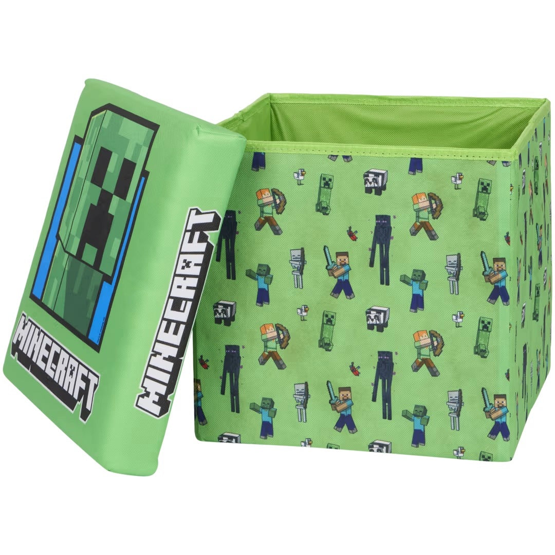 Pouf Minecraft green Folding Storage Container with Lid 30x30 Brand Minecraft