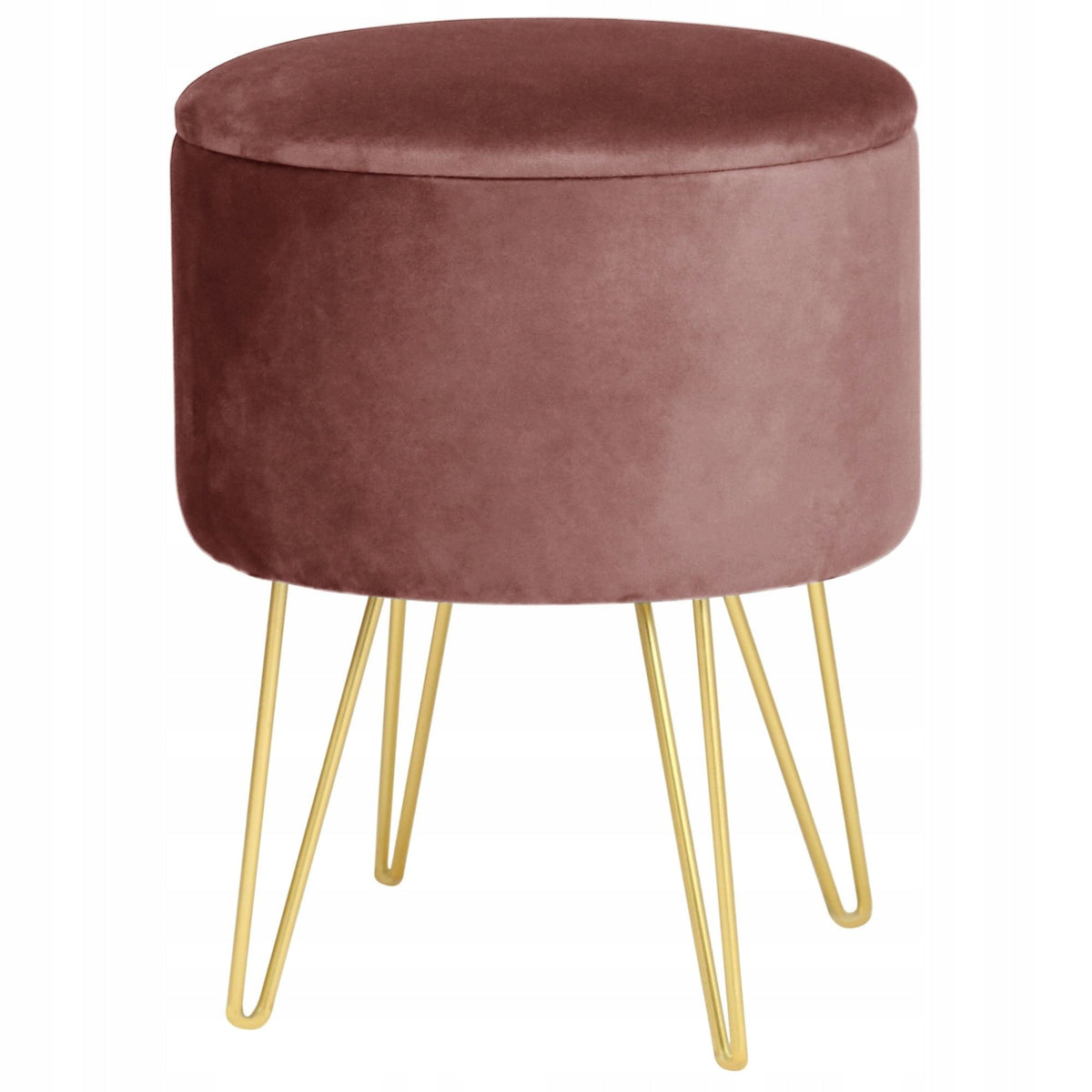 Pouf Openable LILI Velour Container Round Footrest Storage Pink