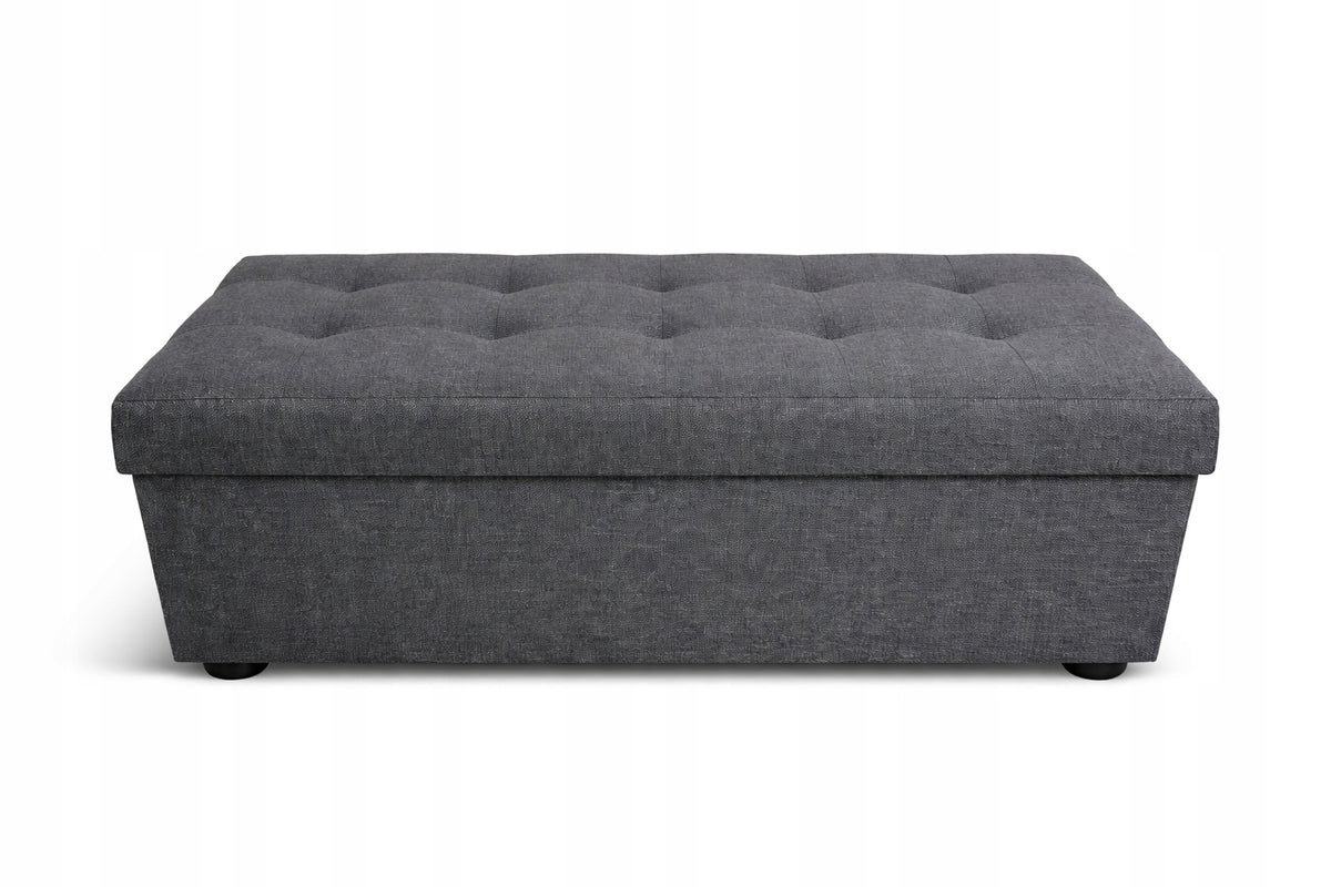 Pouf seat container quilted living room hall 75x40x40 black BC