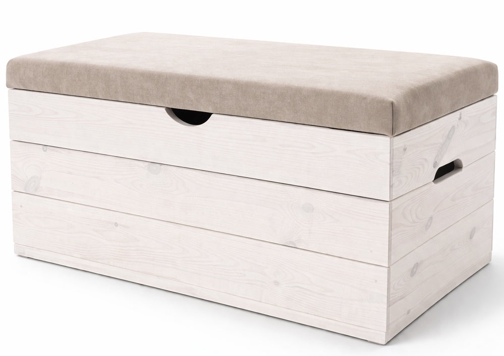 Pouf with storage 60 chest seat upholstered wooden terrace balcony