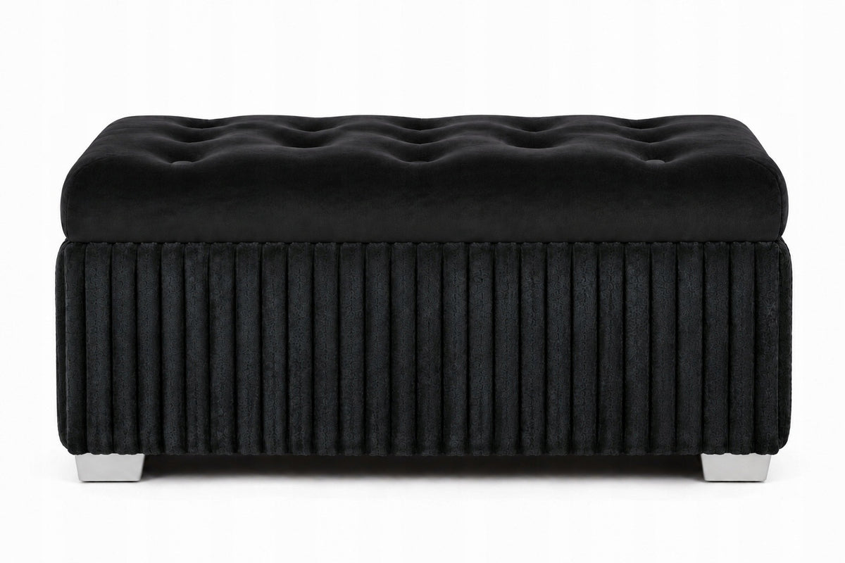 Pouf with storage 70x30 Upholstered Opening Box Black Packaging status original