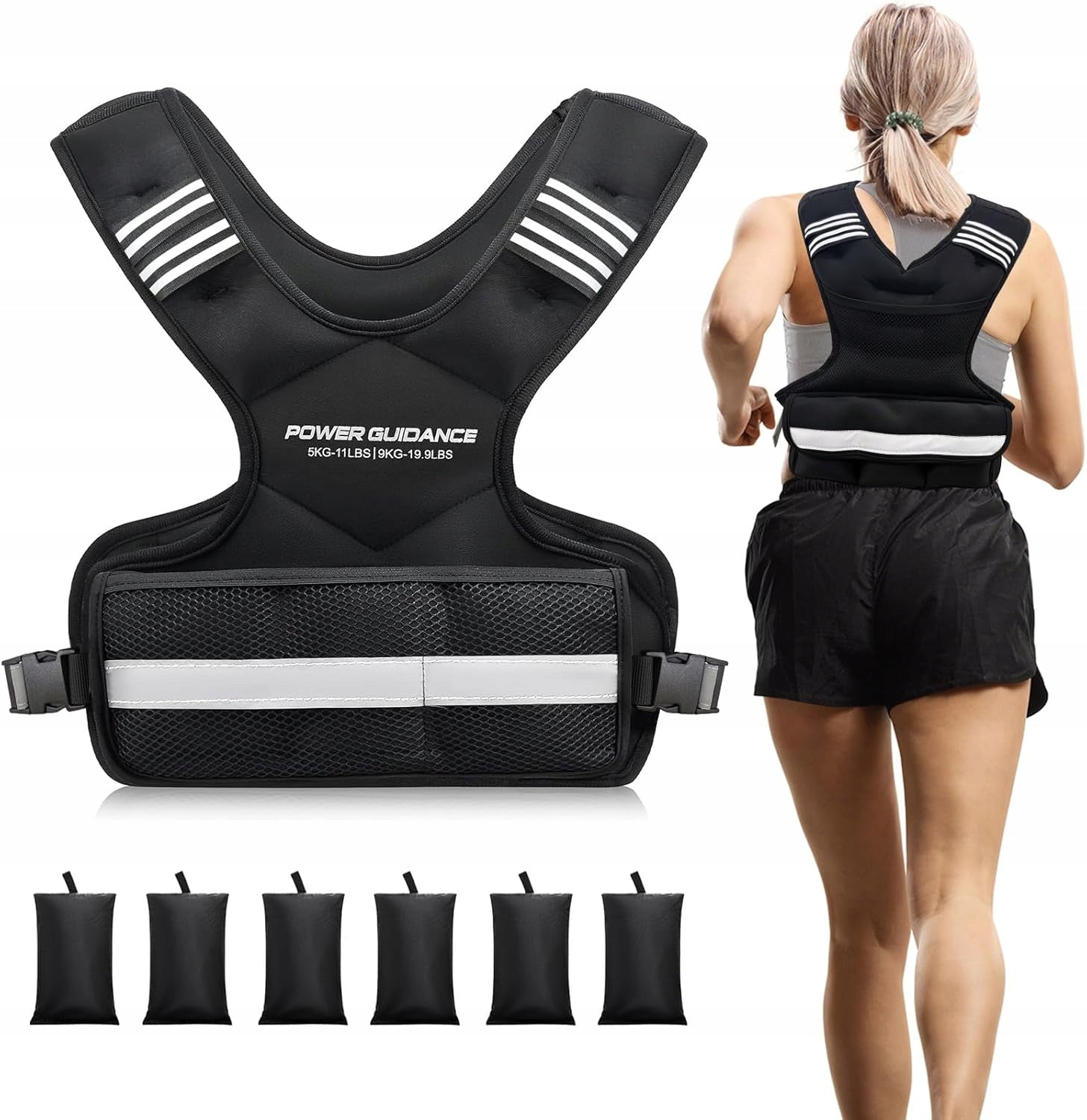 Power Guidance Weighted vest 9-14,4 kg with reflective strips