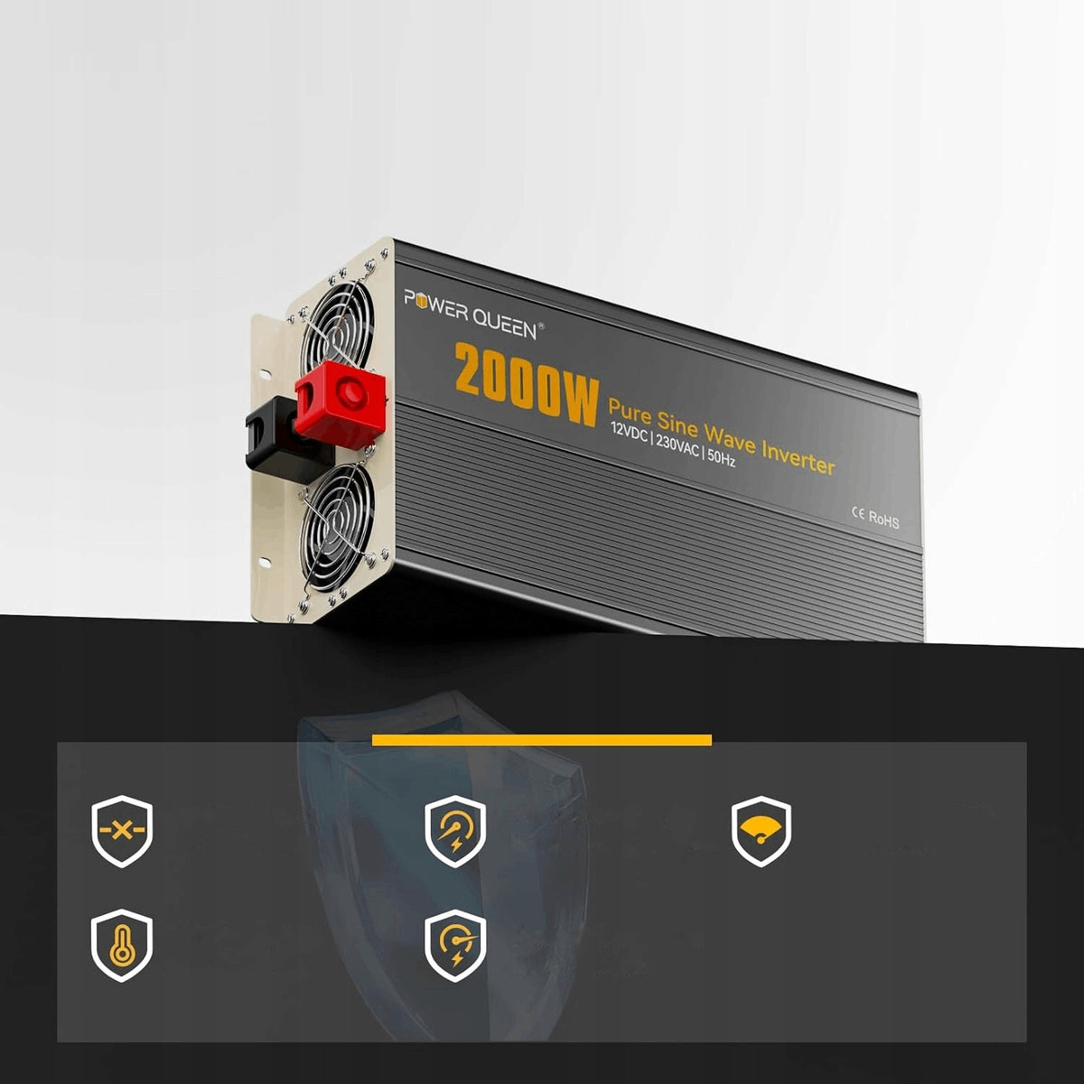 Power Queen Pure Sine Inverter 2000W 12V to 230V 4000W Caravan Marine Solar Packaging status original