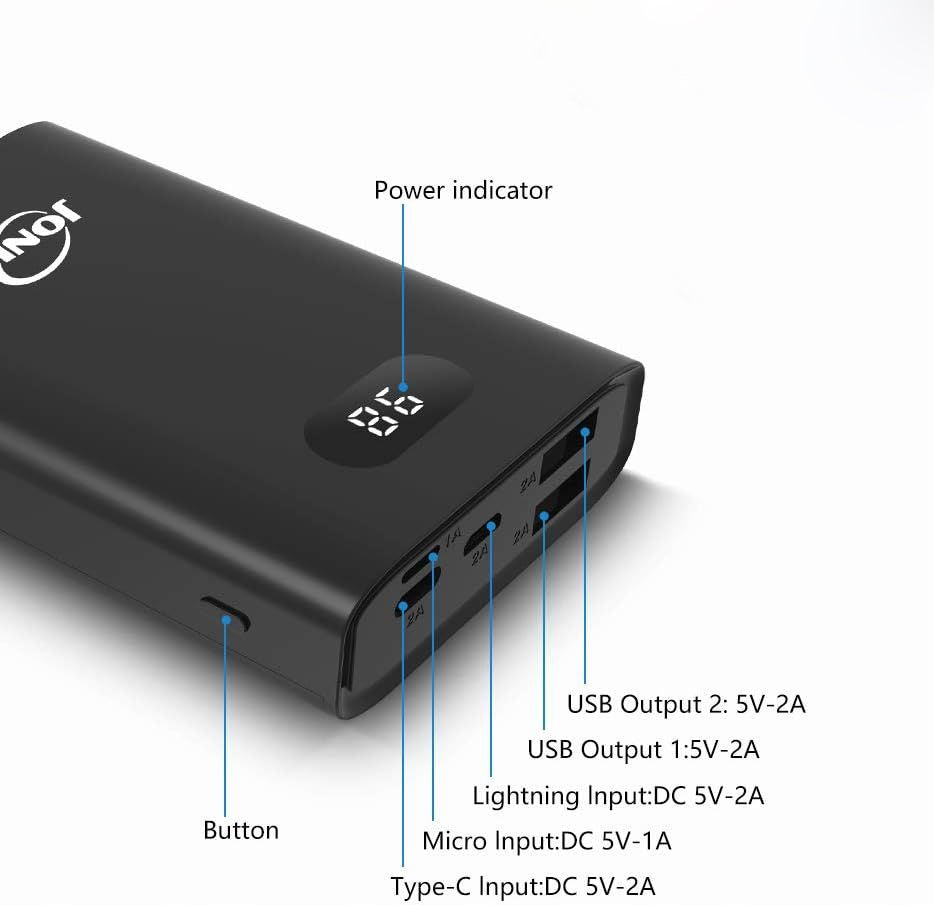 Power bank 13400 mAh 2XUSB+USB-C/MICRO/LIGHTNING Black Manufacturer code T5