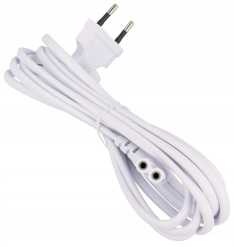 Power cable white C7, cable for TV, soundbar radio - 3 meters