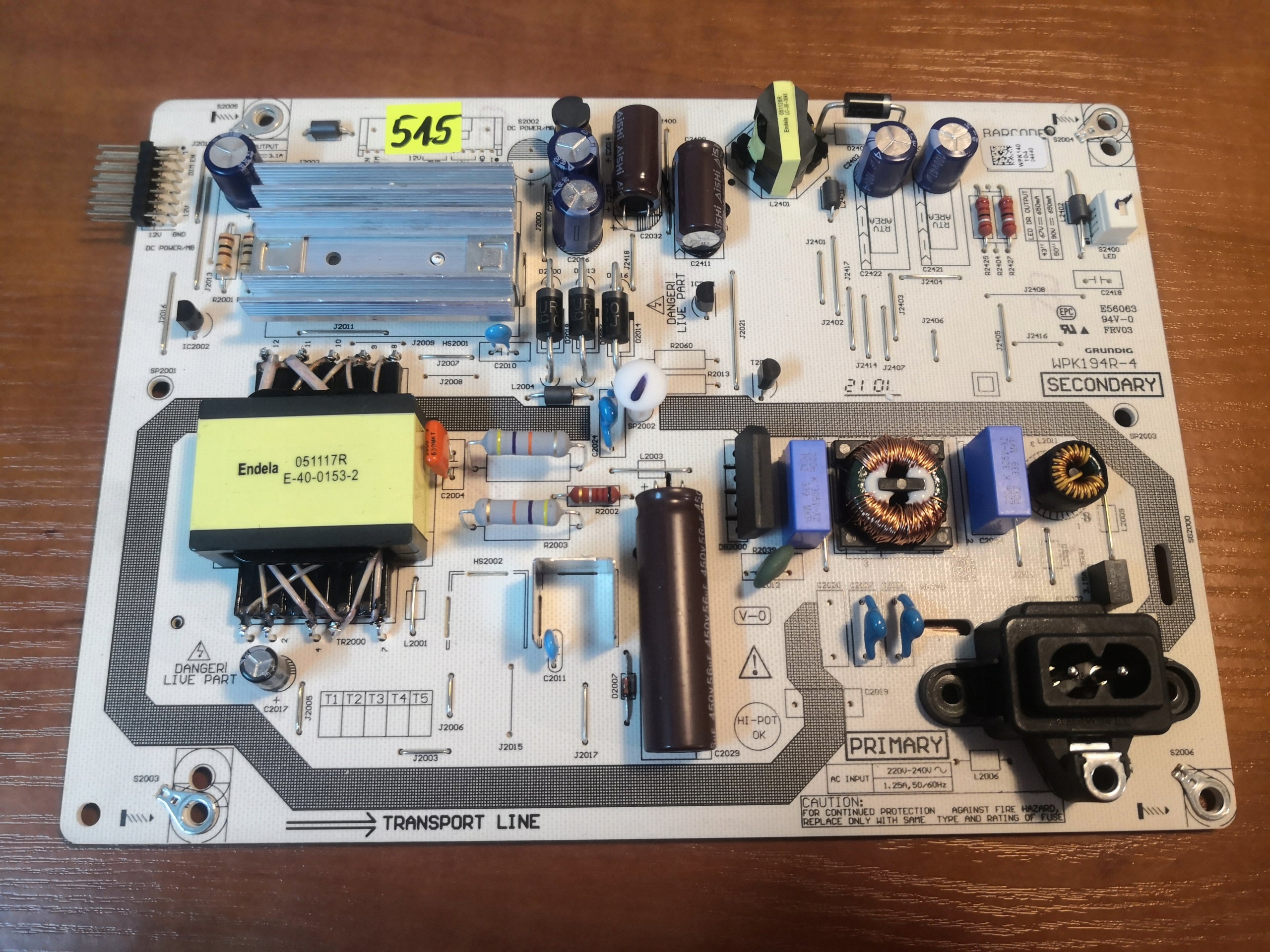Power supply WPK194R-4 Grundig 43VLX21 Manufacturer code WPK194R-4
