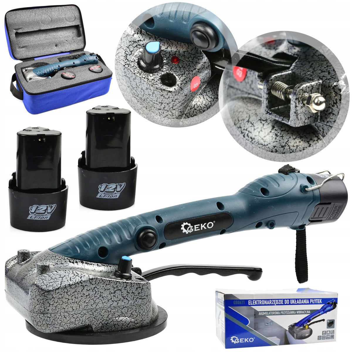 Power tool for laying tiles metal handle