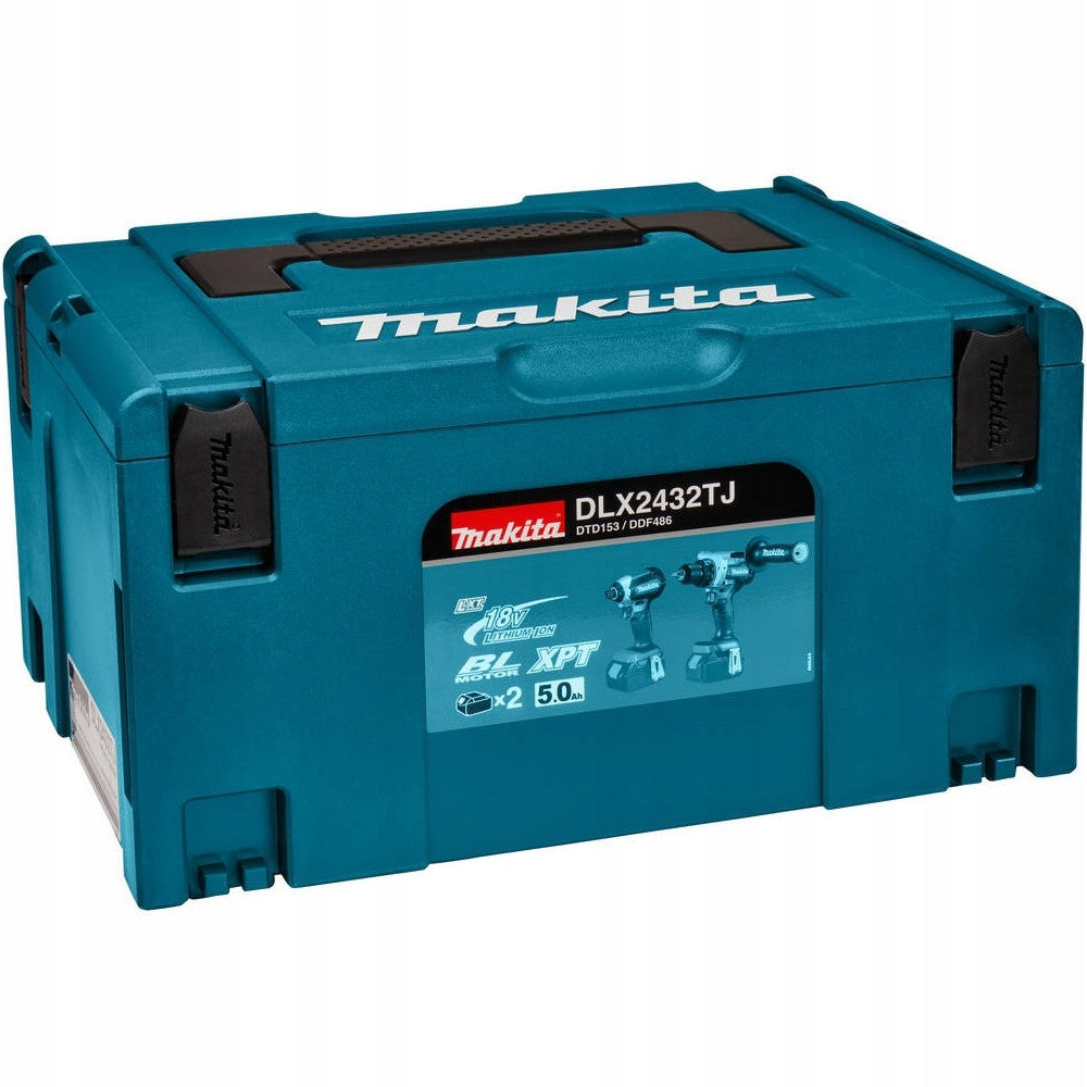 Power tool kit MAKITA LXT COMBO DLX2432TJ 18V DDF486 DTD153 2x5Ah Set contents rechargeable battery charger screw gun impact driver