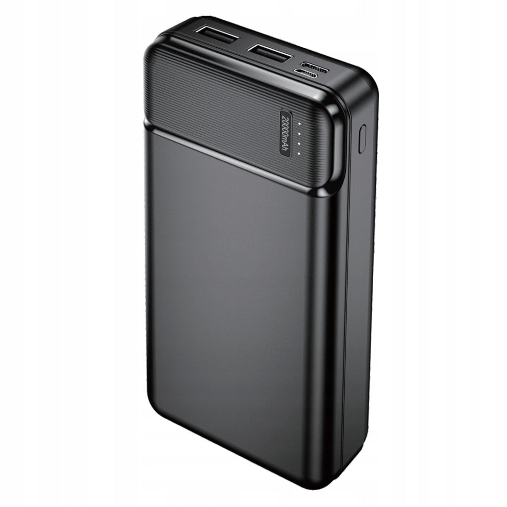 PowerBank 20000mAh Power Bank 2x USB 2in1 LED Black Strong Safe +Cable Packaging status original