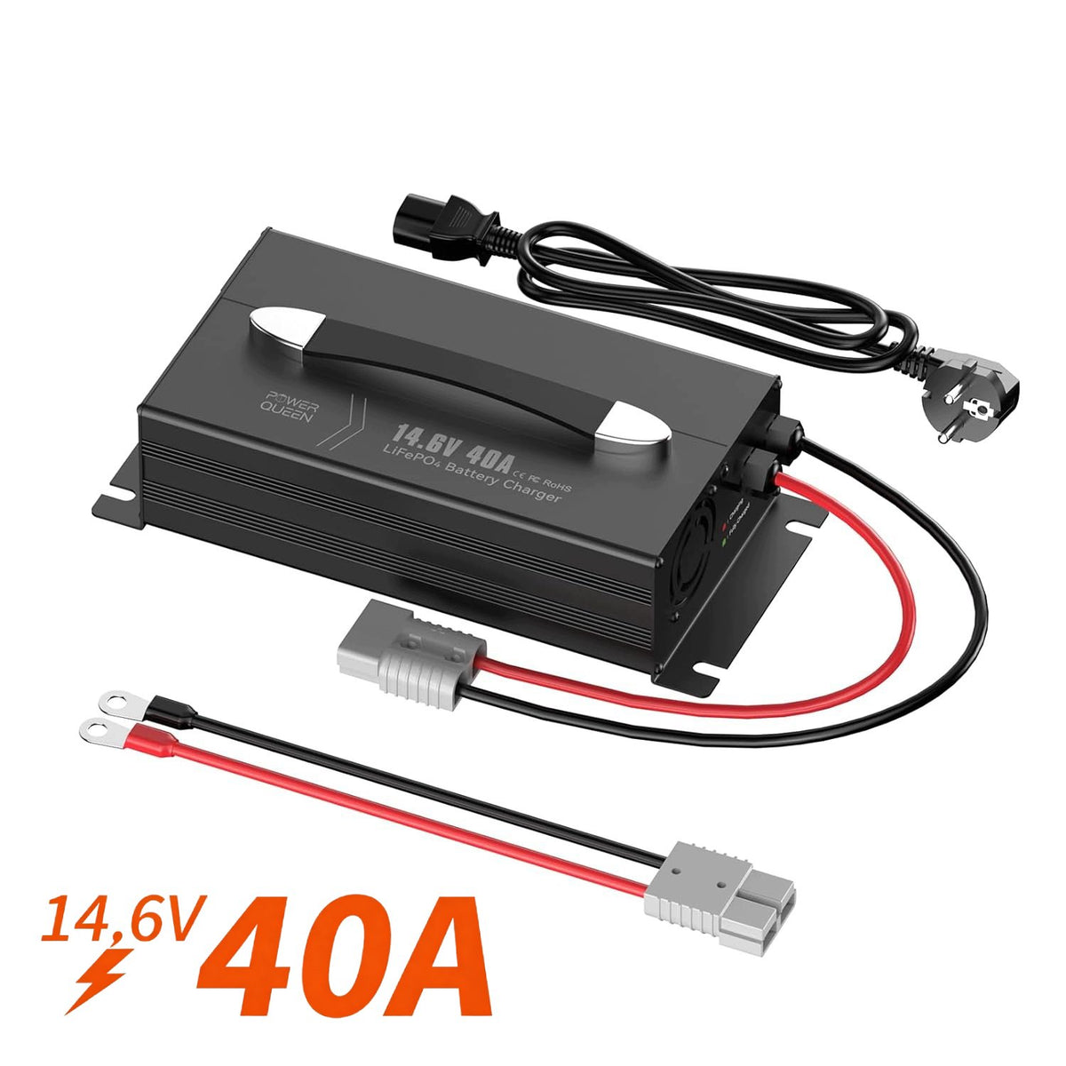 PowerQueen 14.6V 40A LiFePO4 Battery Charger Smart LED Caravan Solar Marine