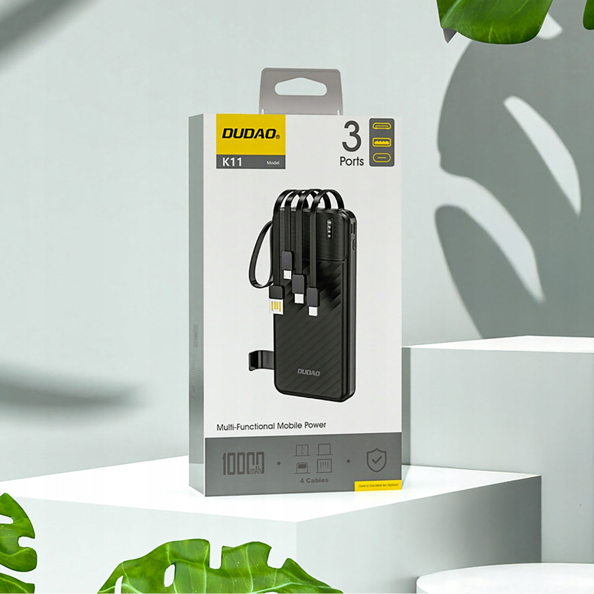 Powerbank 10000 mAh Dudao with integrated USB-C lightning cables Manufacturer code 6977196681853