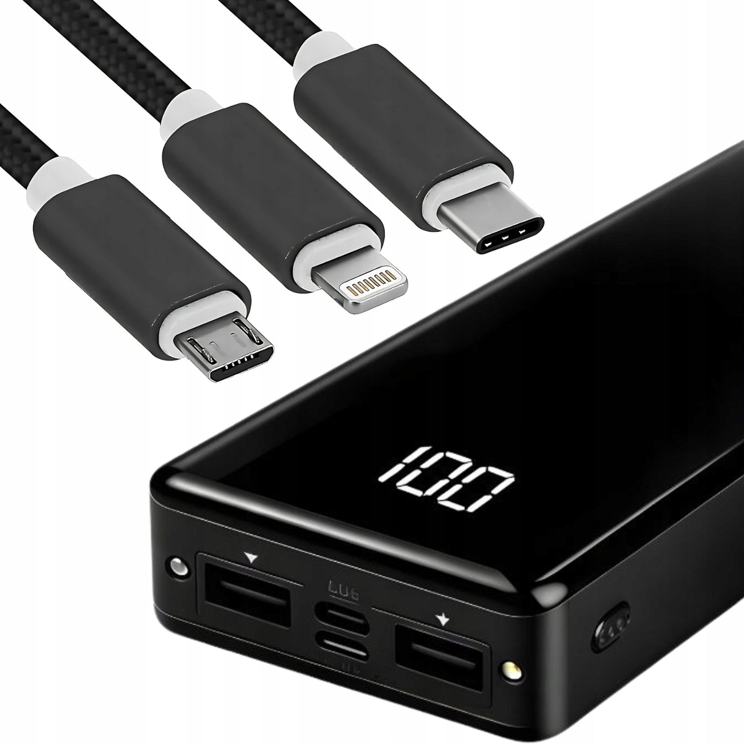 Powerbank 20000mAh 4x USB LED Flashlight Portable Battery + 3in1 Cable Manufacturer code Prodigy.Power