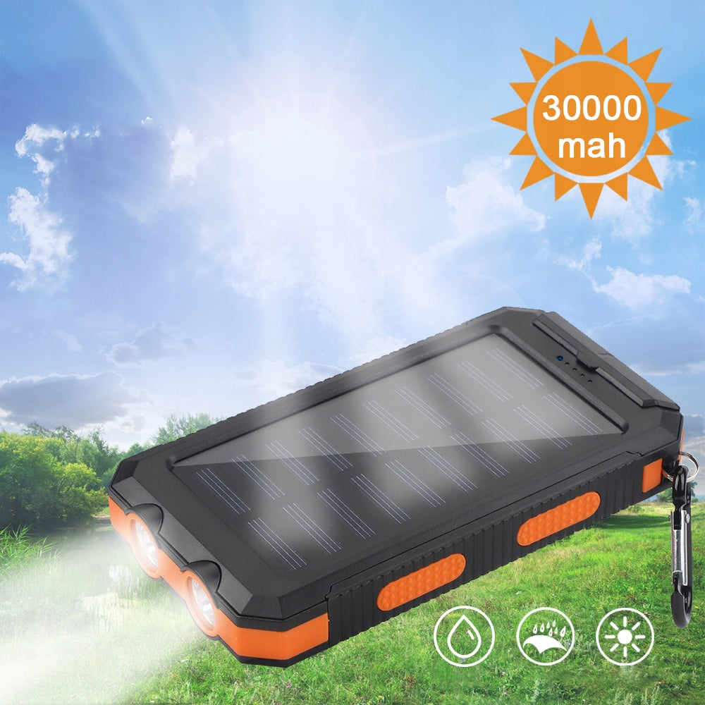 Powerbank 30000mAh Solar Trekking Waterproof Flashlight 2in1 Travel Battery capacity 30000 mAh