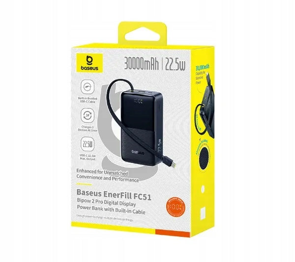 Powerbank Baseus EnerFill FC51 Bipow 2 Pro 30000 mAh 22,5W + USB-C cable Packaging status original