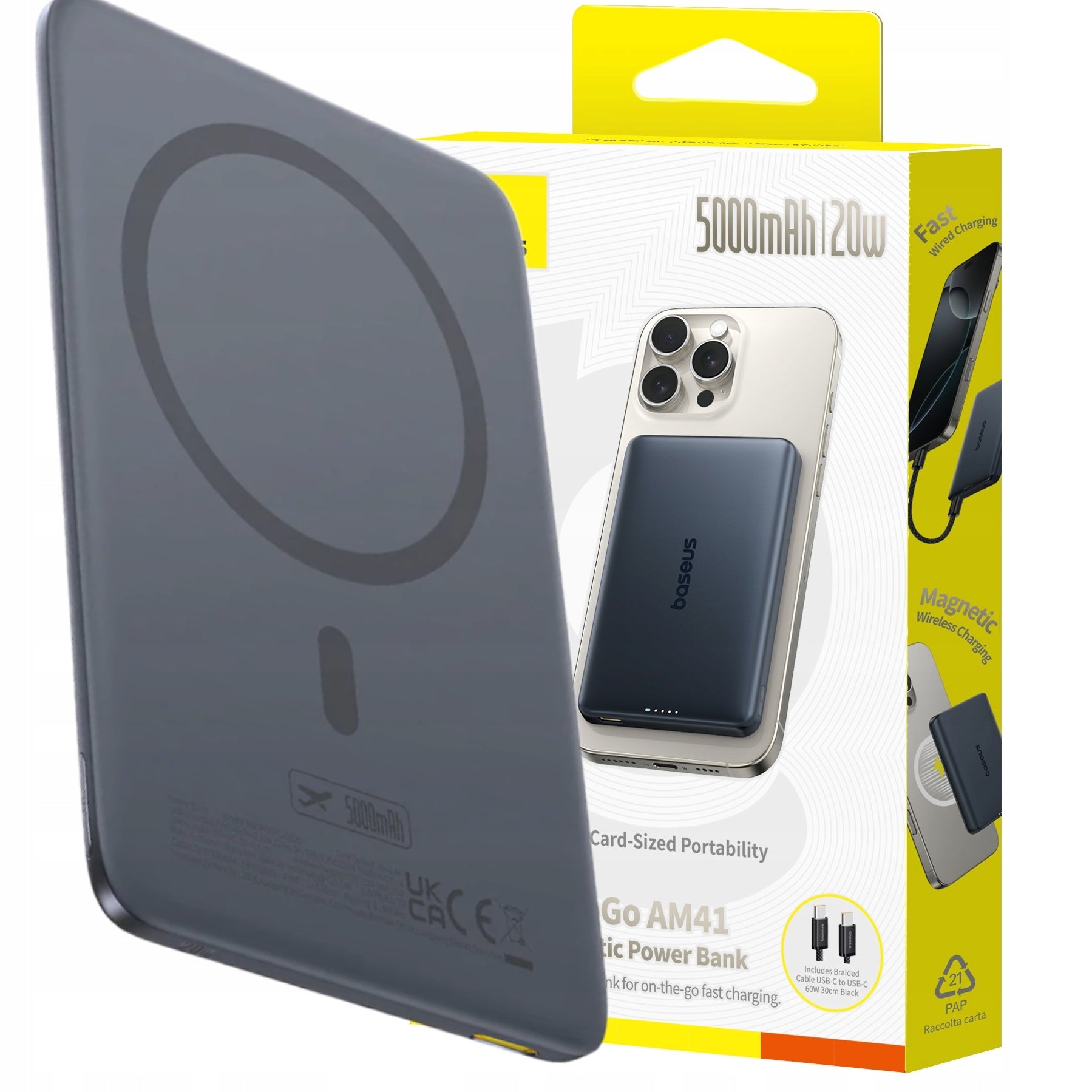 Powerbank Baseus PicoGo AM41 Ultra Slim Magnetic Power Bank 5000mAh 20W