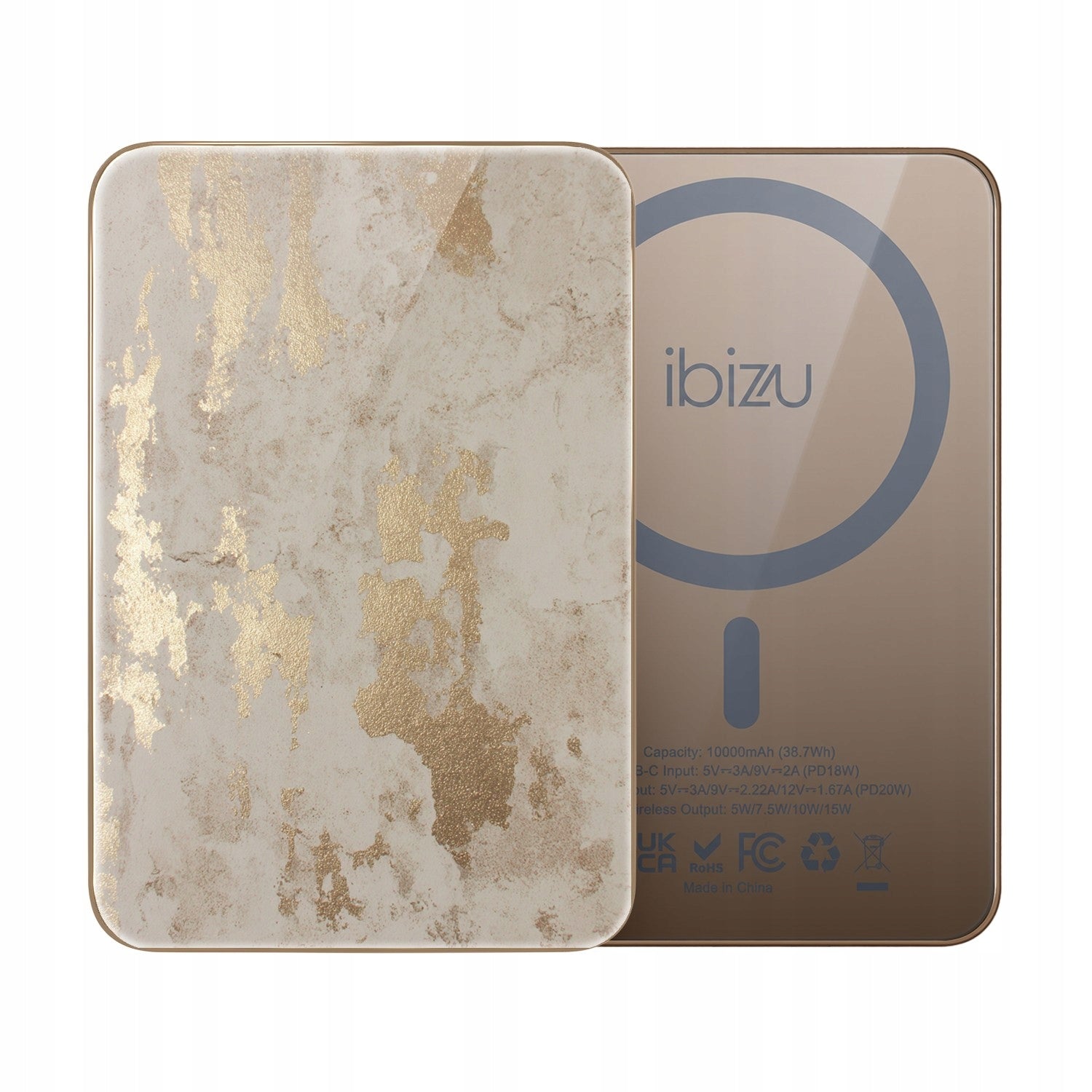 Powerbank IBIZU MagPower 10 000 mAh, desert titanium, Champagne gold Battery capacity 10000 mAh