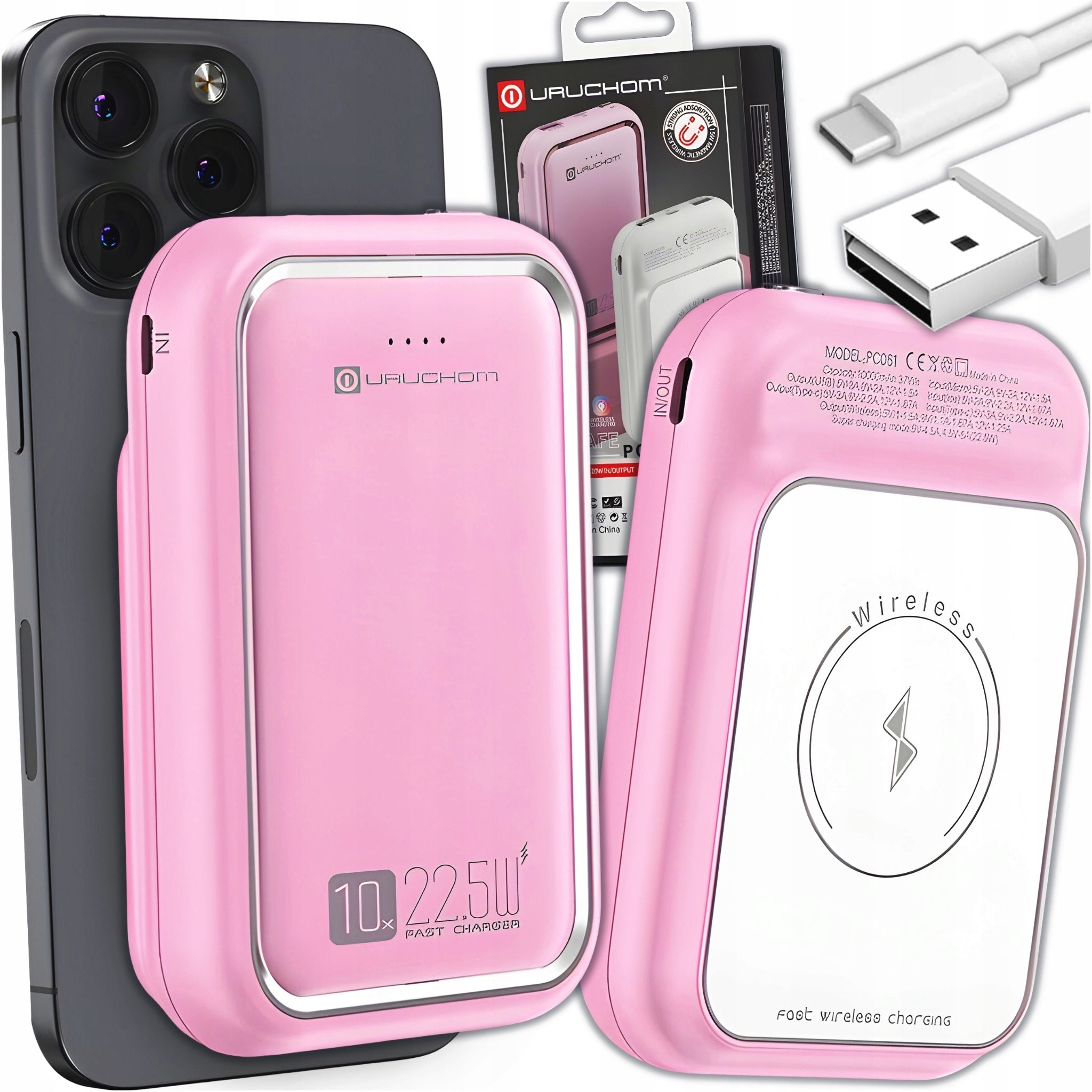 Powerbank Magsafe INDUCTION APPLE 10000 mAh 22.5W PINK FAST CHARGES