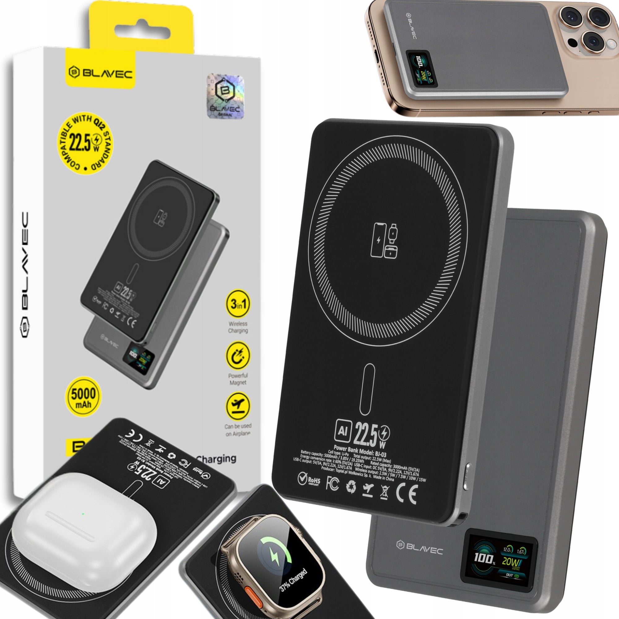Powerbank Magsafe Inductive Magnetic Wireless Blavec 5000 mAh