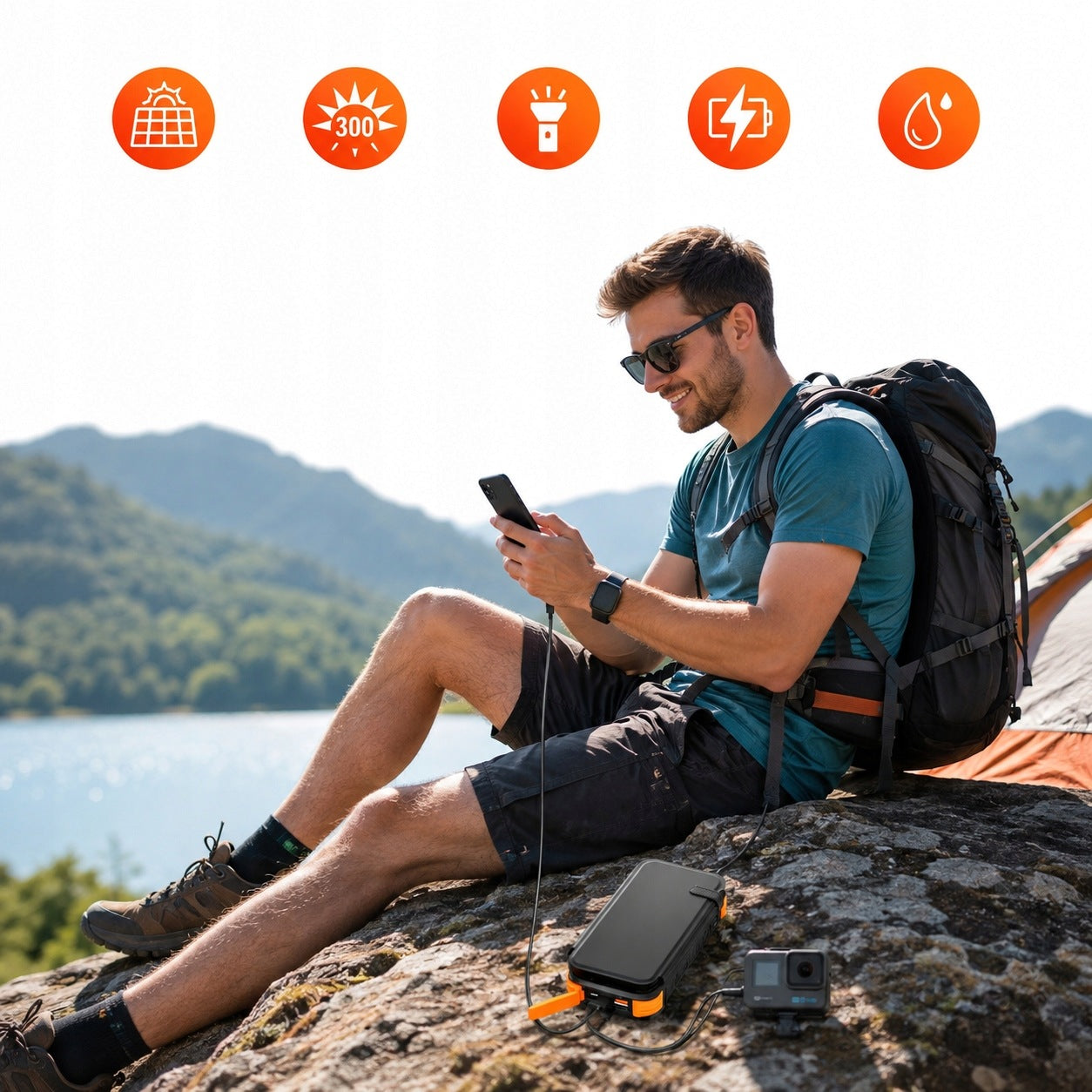Powerbank Solar 30000mAh 22,5W IP65 Cables Fast Charging SOUNIX Manufacturer code L2S4