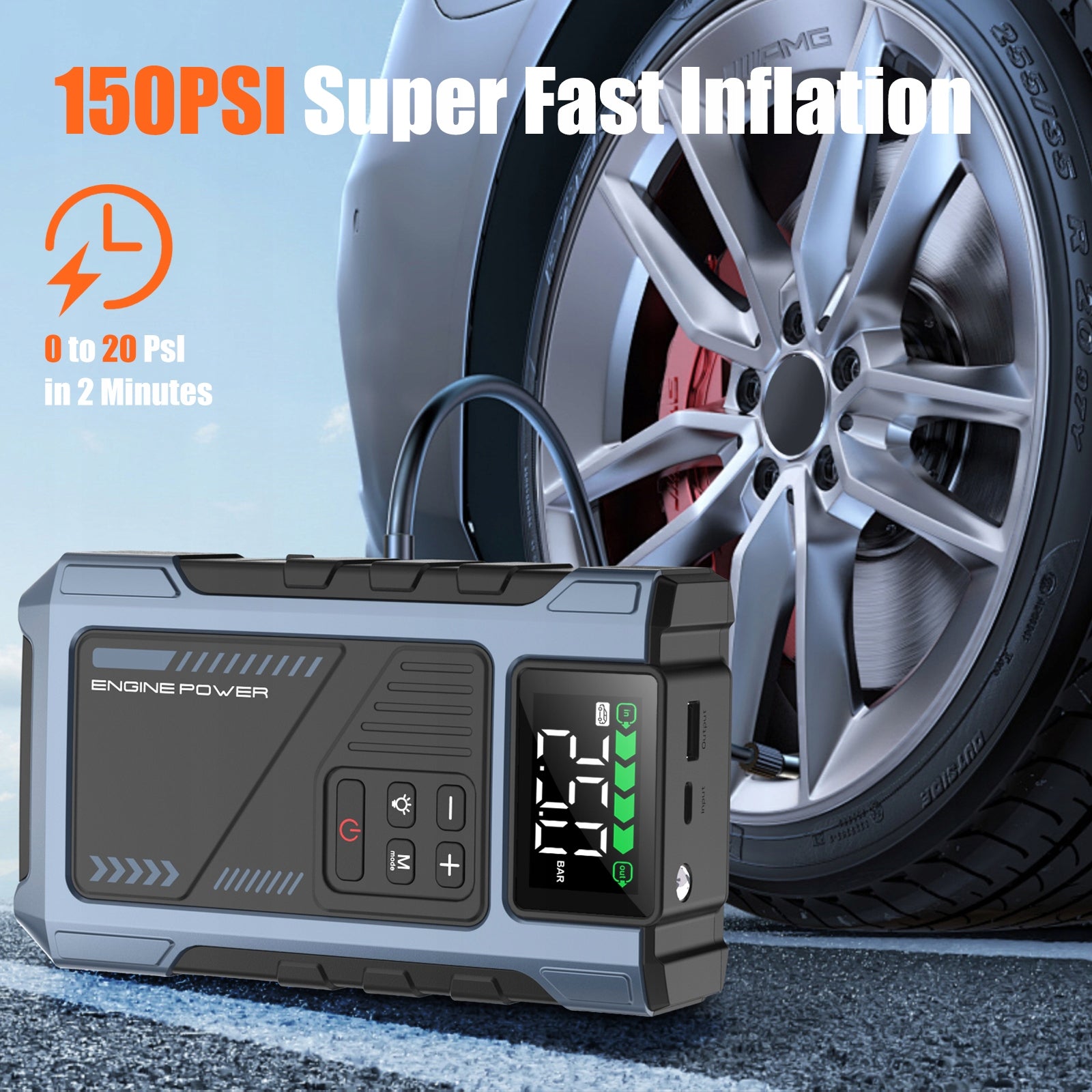 Powerbank Swarey 12000 mAh with jump starter and air Compressor Blue Manufacturer code PD-JA2